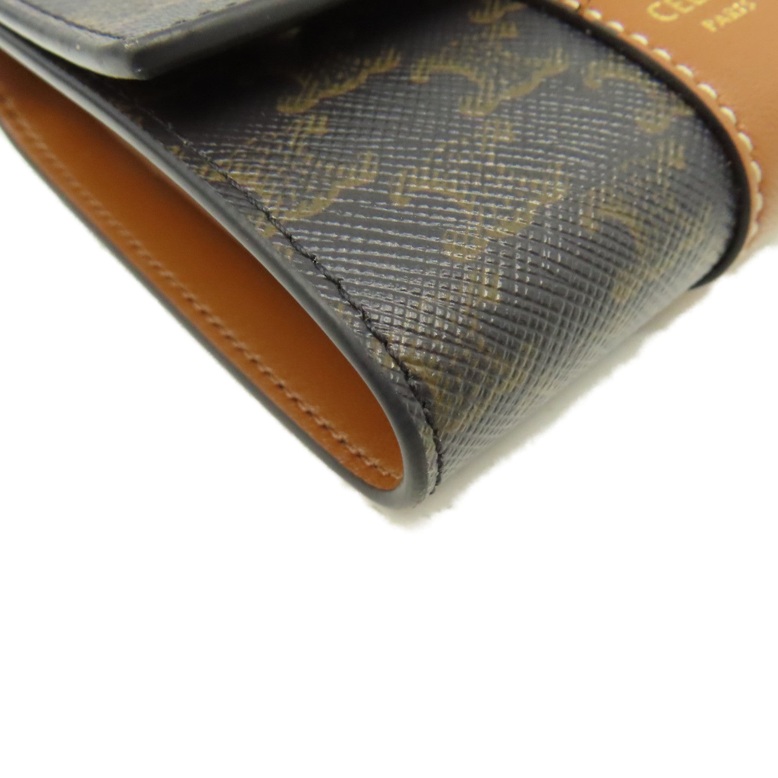 CELINE 塗層皮革Small Trifold Wallet短錢包啡色