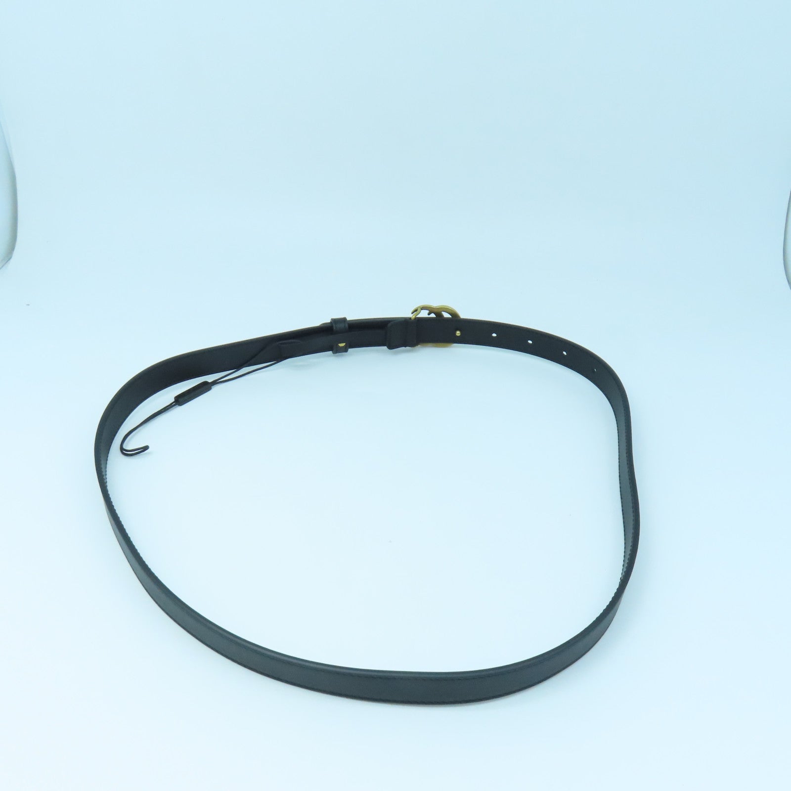 GUCCI Cowhide Leather Belt 85cm Gold Buckle Belt Black