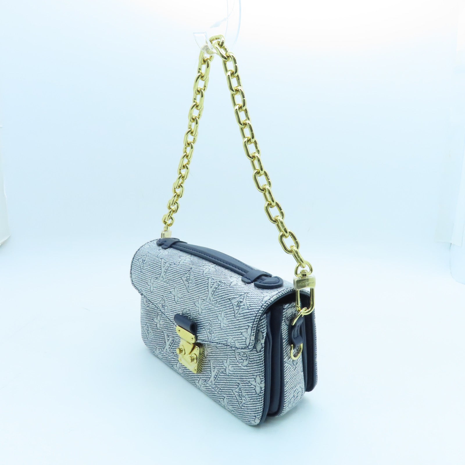 LOUIS VUITTON Monoglam Pochette Metis East West gold buckle handle shoulder bag dual-use blue