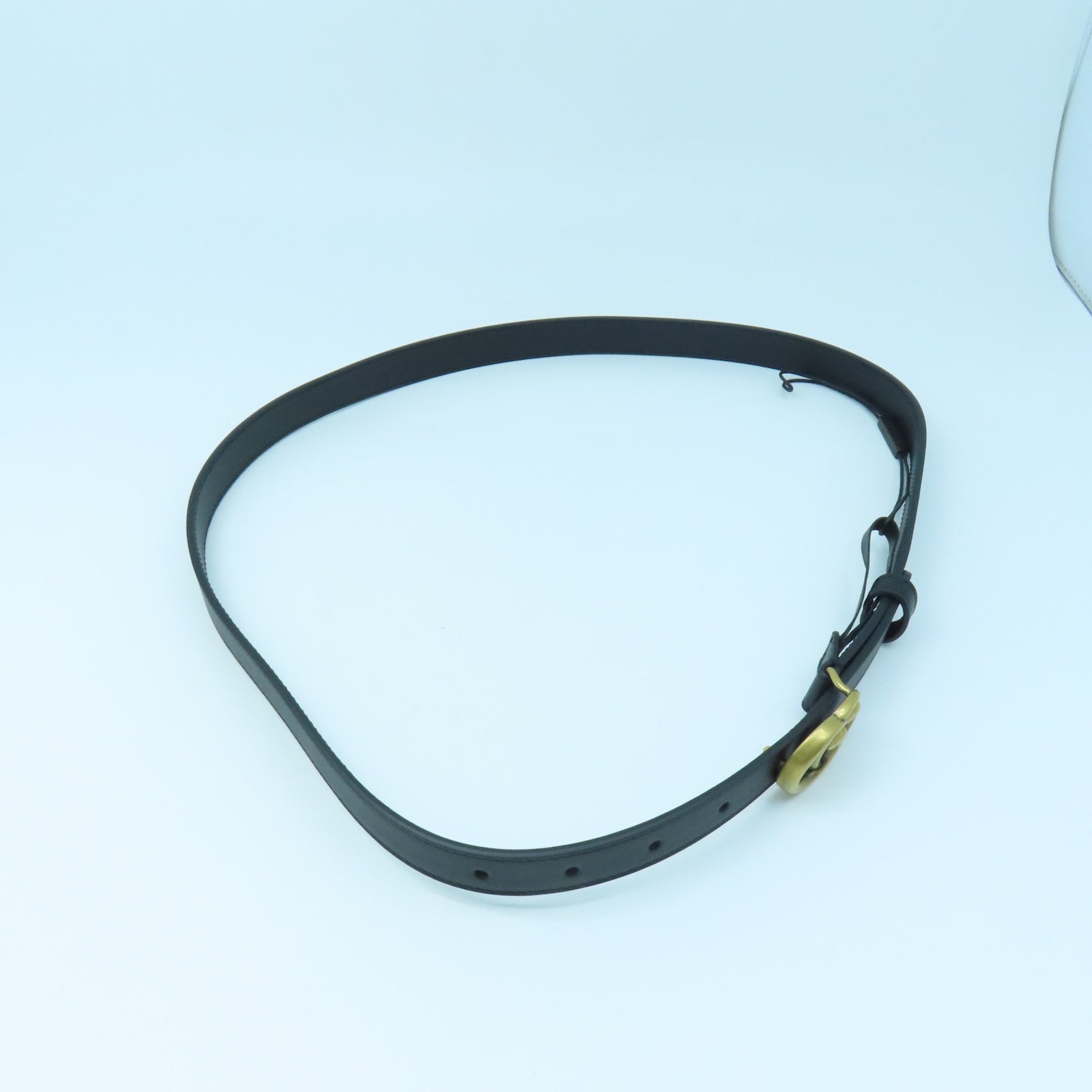 GUCCI Cowhide Leather Belt 85cm Gold Buckle Belt Black
