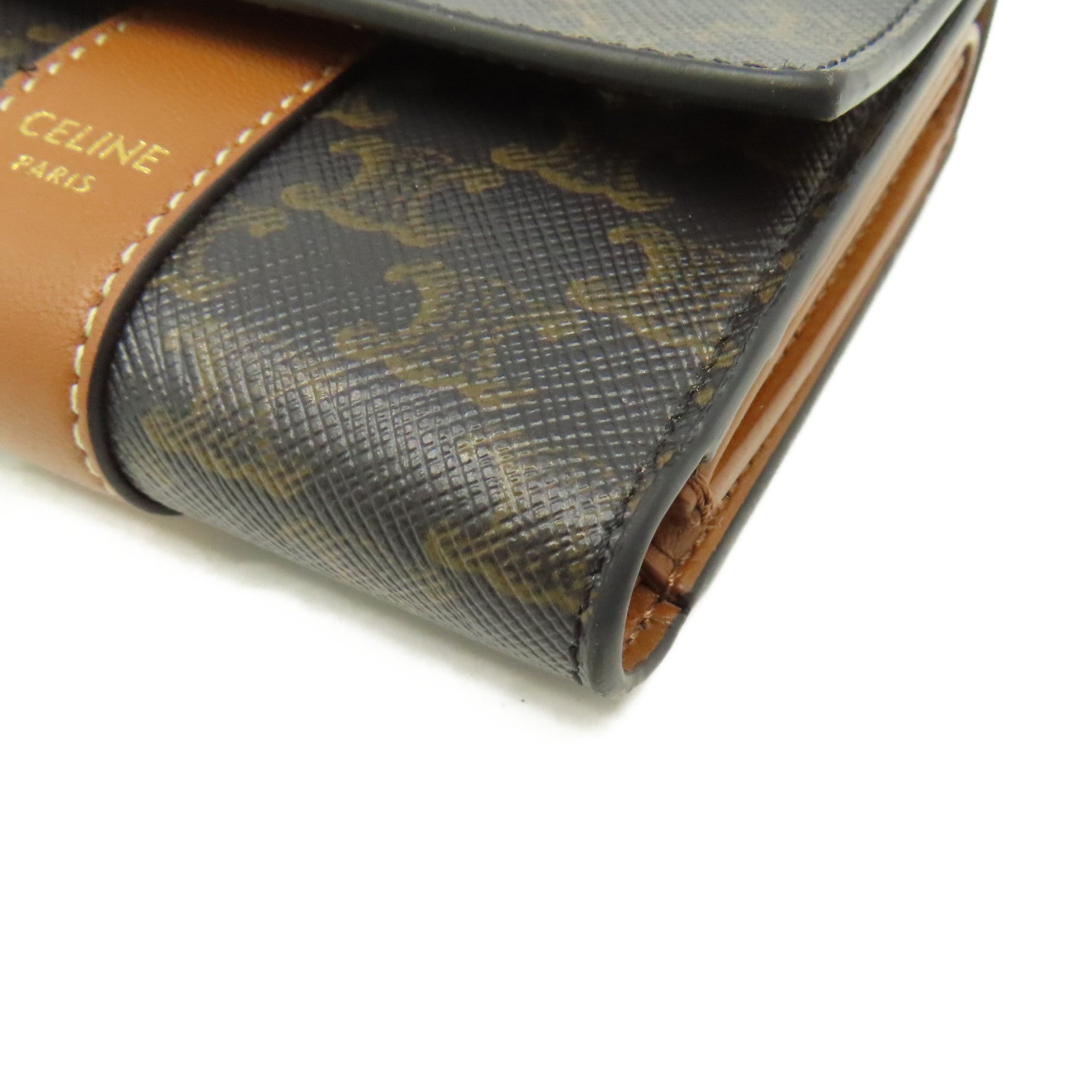 CELINE 塗層皮革Small Trifold Wallet短錢包啡色