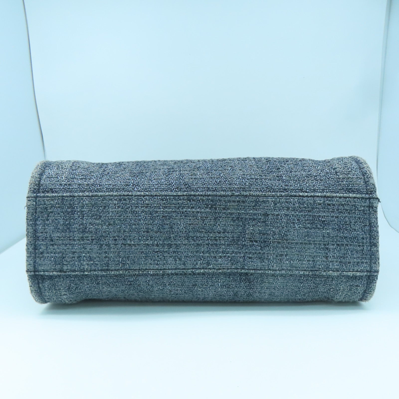 CHANEL canvas Tote Bag gold buckle handle bag blue