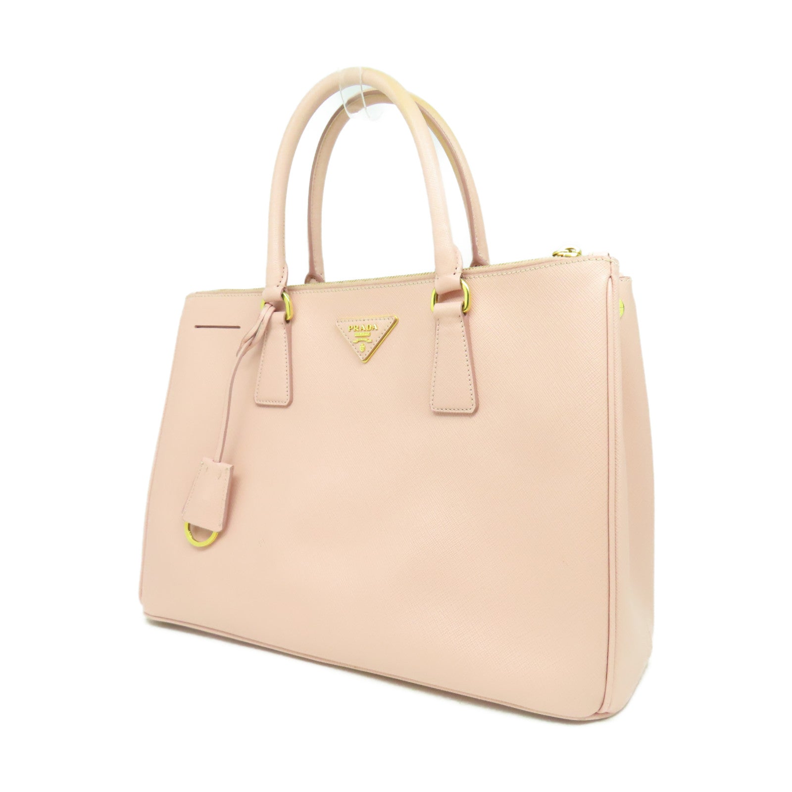 PRADA 牛皮皮革Saffiano Bag金扣手挽肩背兩用袋粉紅色