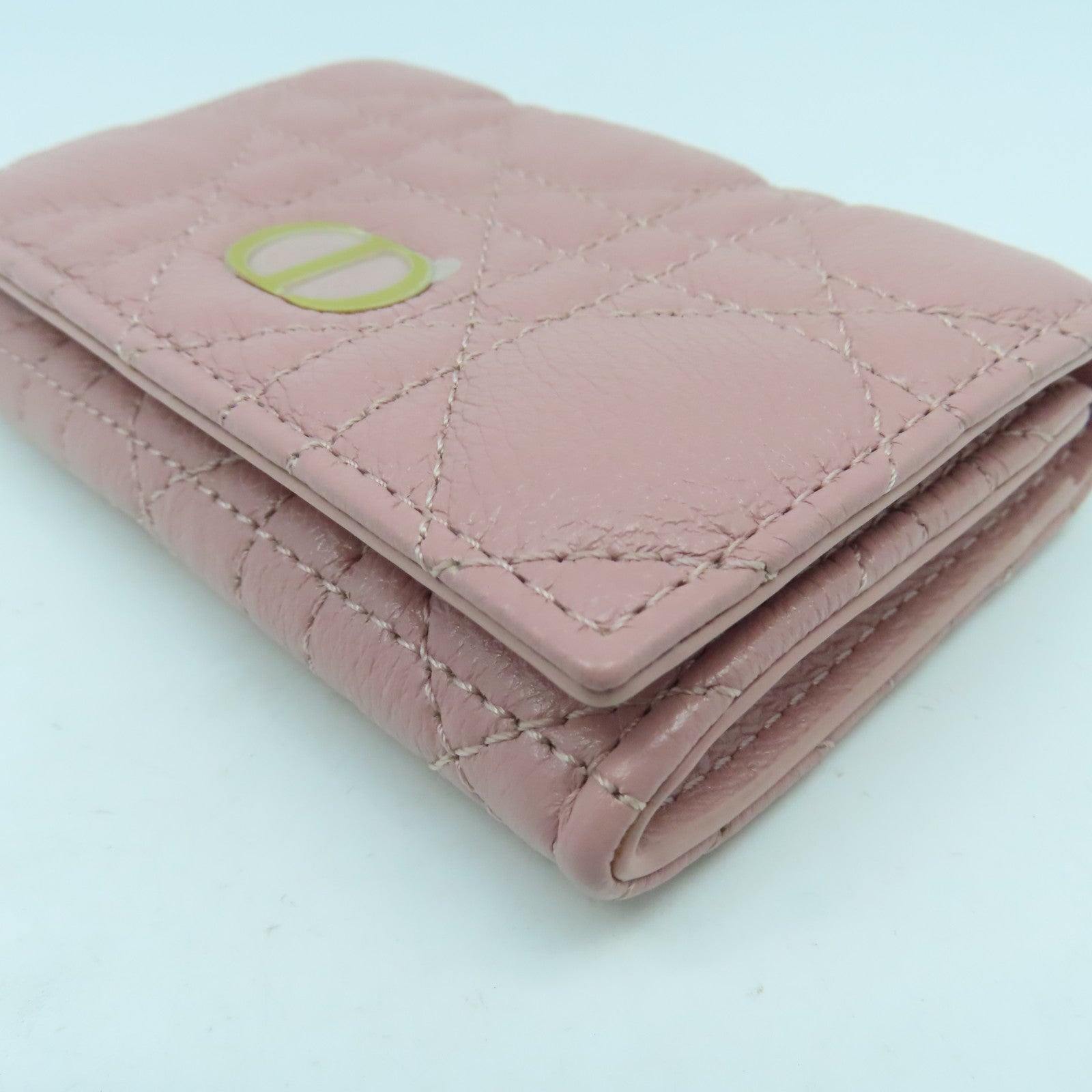 Dior 牛皮皮革Caro XS Wallet金扣錢包粉紅色