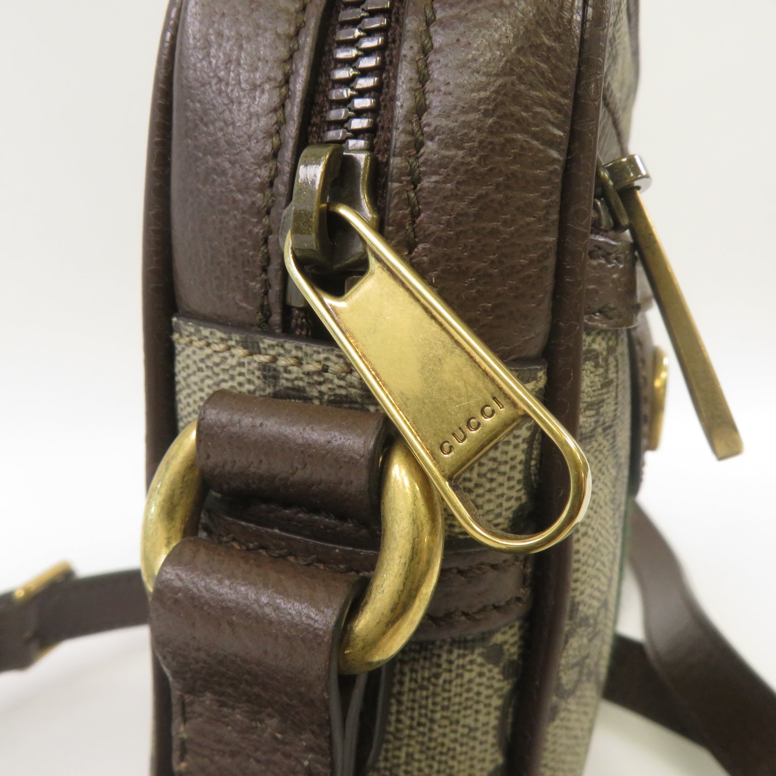 GUCCI 塗層帆布Ophidia Shoulder Bag金扣肩背袋啡色
