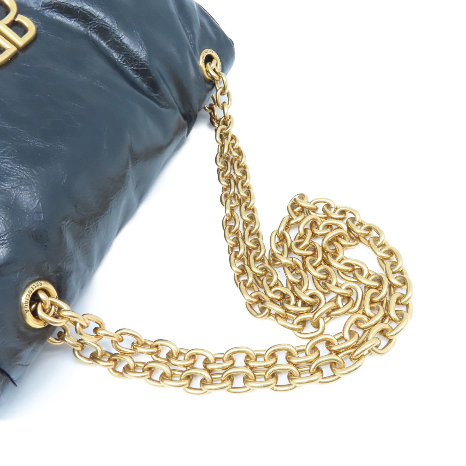 BALENCIAGA 牛皮皮革Monaco Small Chain Shoulder Bag金扣鏈帶肩背袋黑色