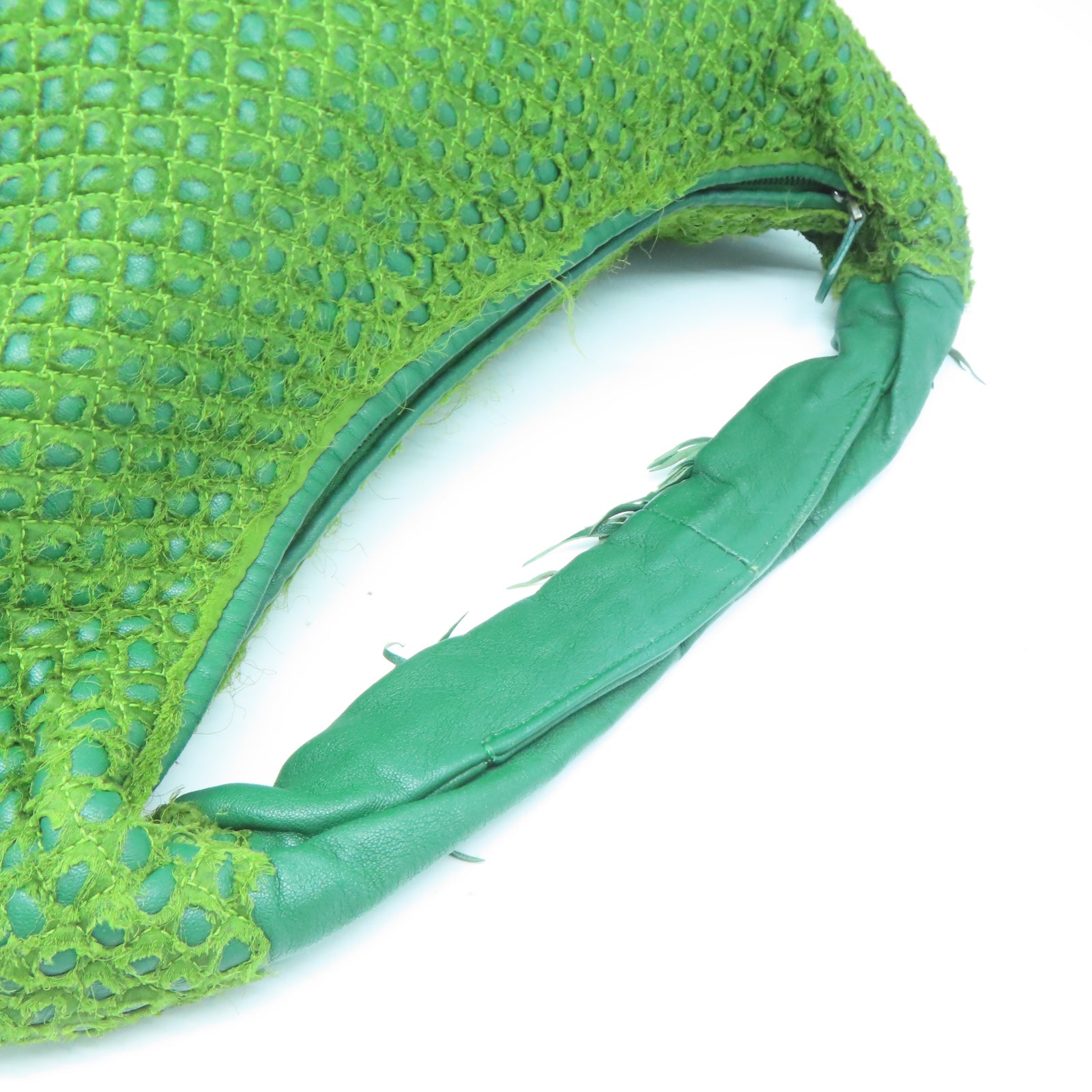 BOTTEGA VENETA 牛皮皮革Hand Bag銀扣手挽袋綠色