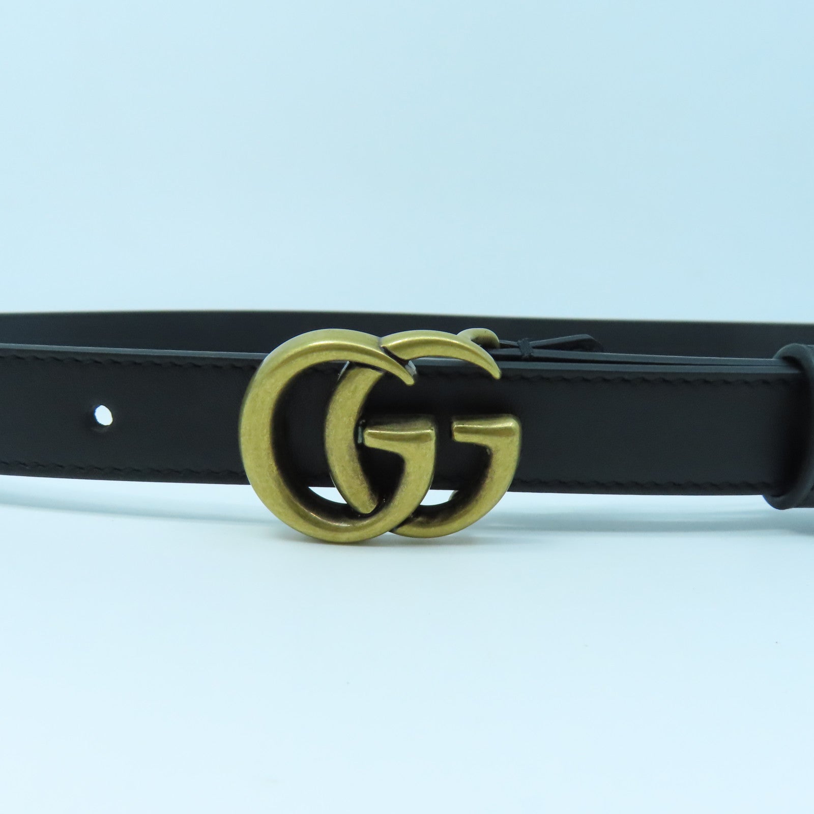GUCCI Cowhide Leather Belt 85cm Gold Buckle Belt Black