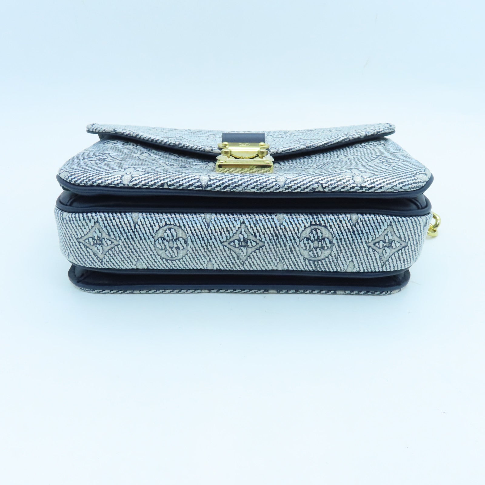 LOUIS VUITTON Monoglam Pochette Metis East West gold buckle handle shoulder bag dual-use blue