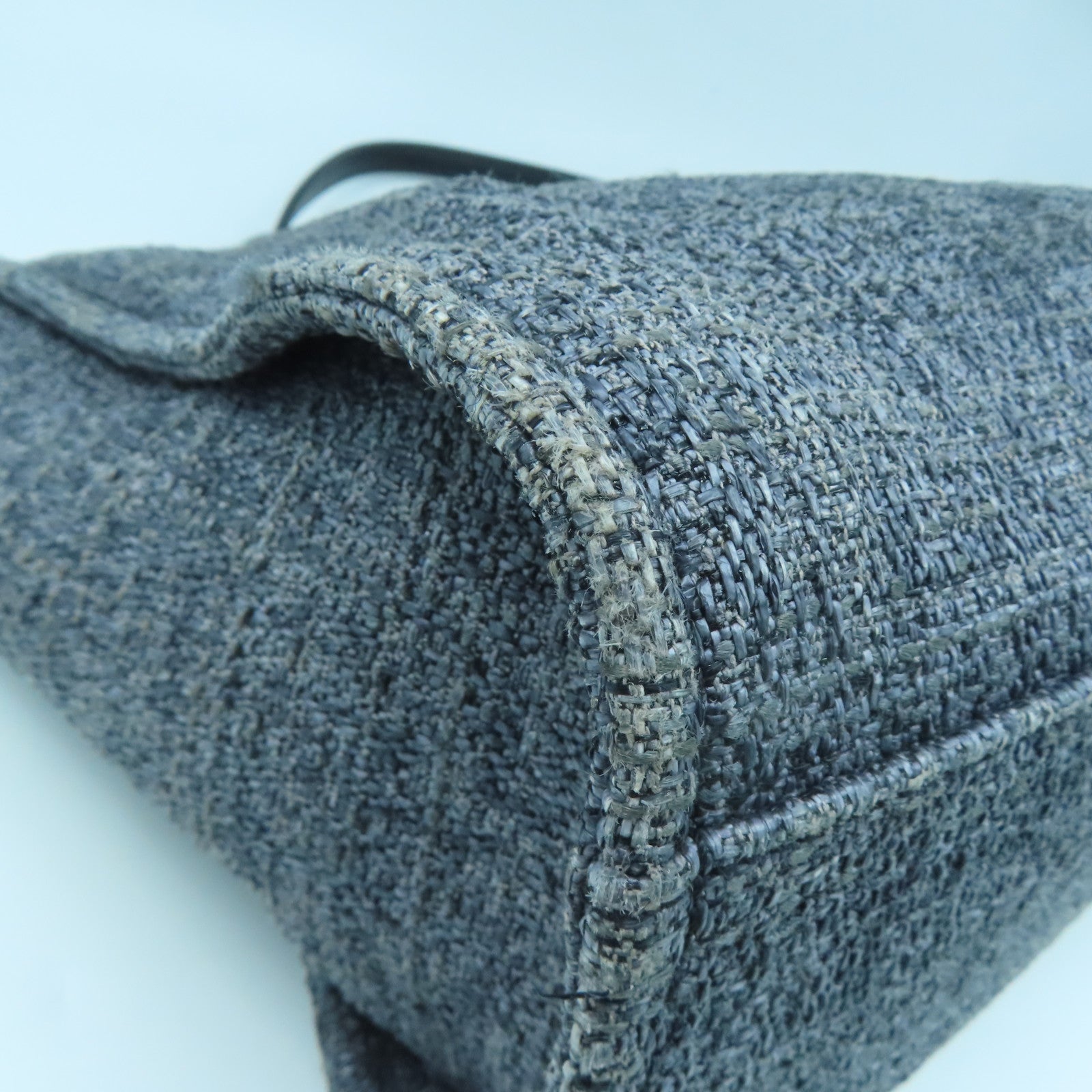 CHANEL canvas Tote Bag gold buckle handle bag blue