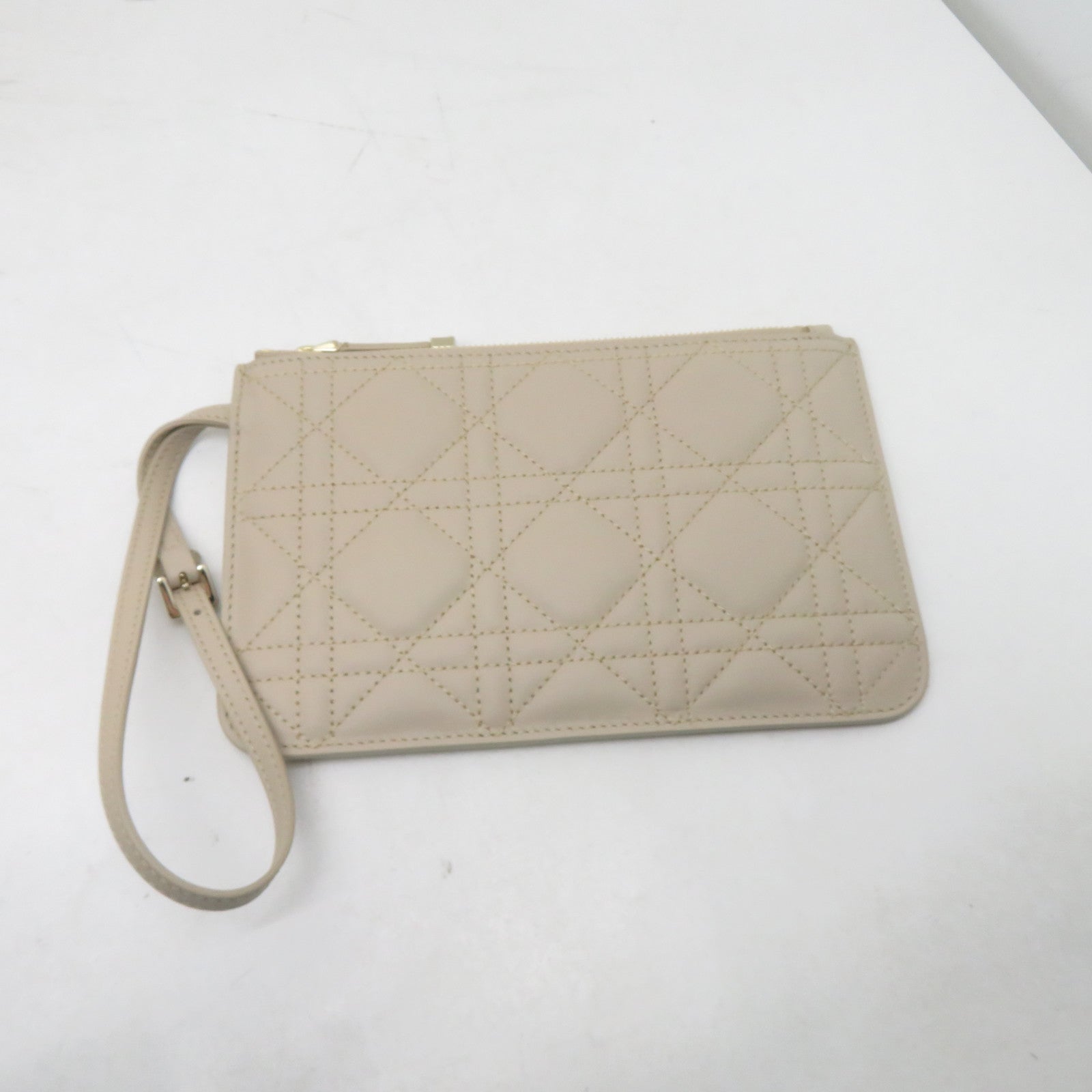 Dior 羊皮皮革Shoulder Bag金扣手挽肩背兩用袋米色