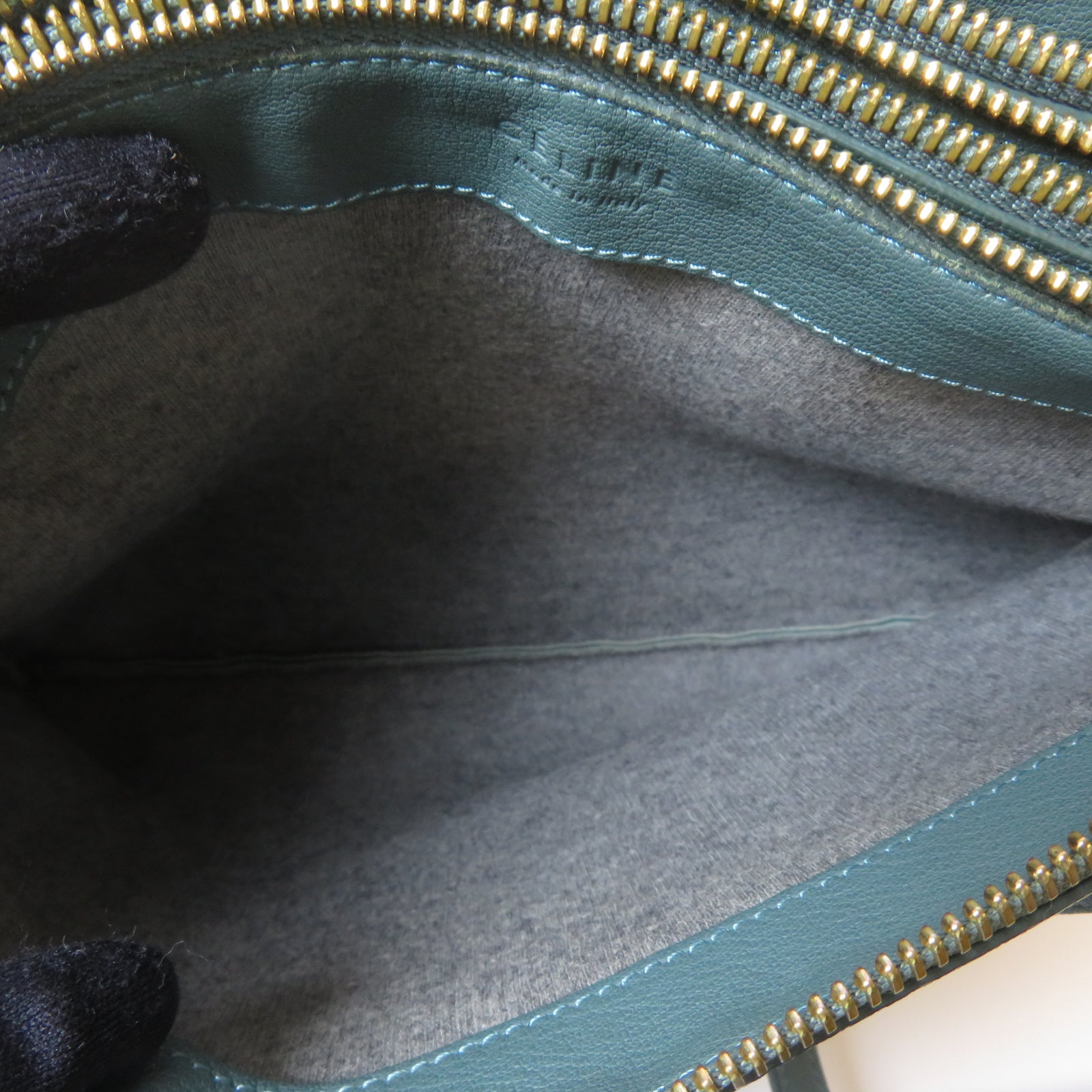 CELINE 牛皮皮革Shoulder Bag金扣肩背袋綠色