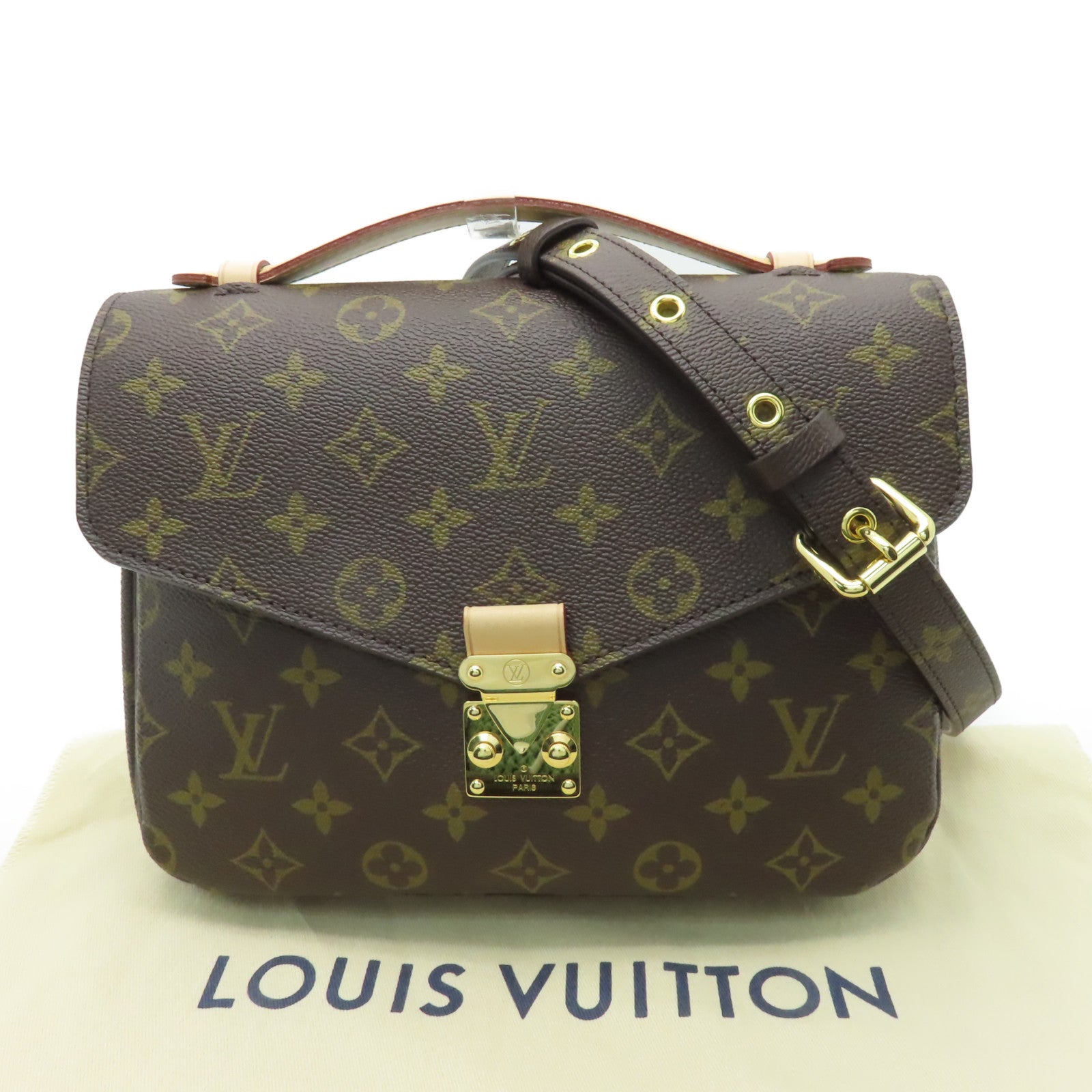 LOUIS VUITTON Monogram Pochette Metis金扣手挽肩背兩用袋棕色
