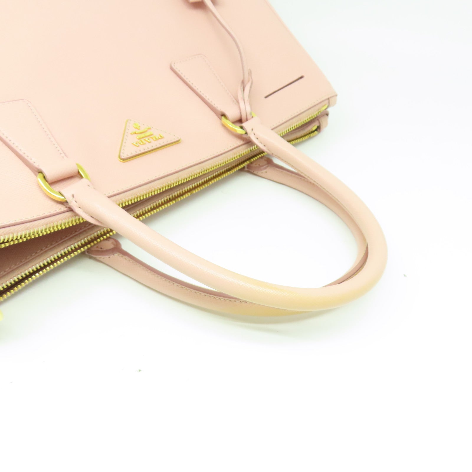PRADA 牛皮皮革Saffiano Bag金扣手挽肩背兩用袋粉紅色