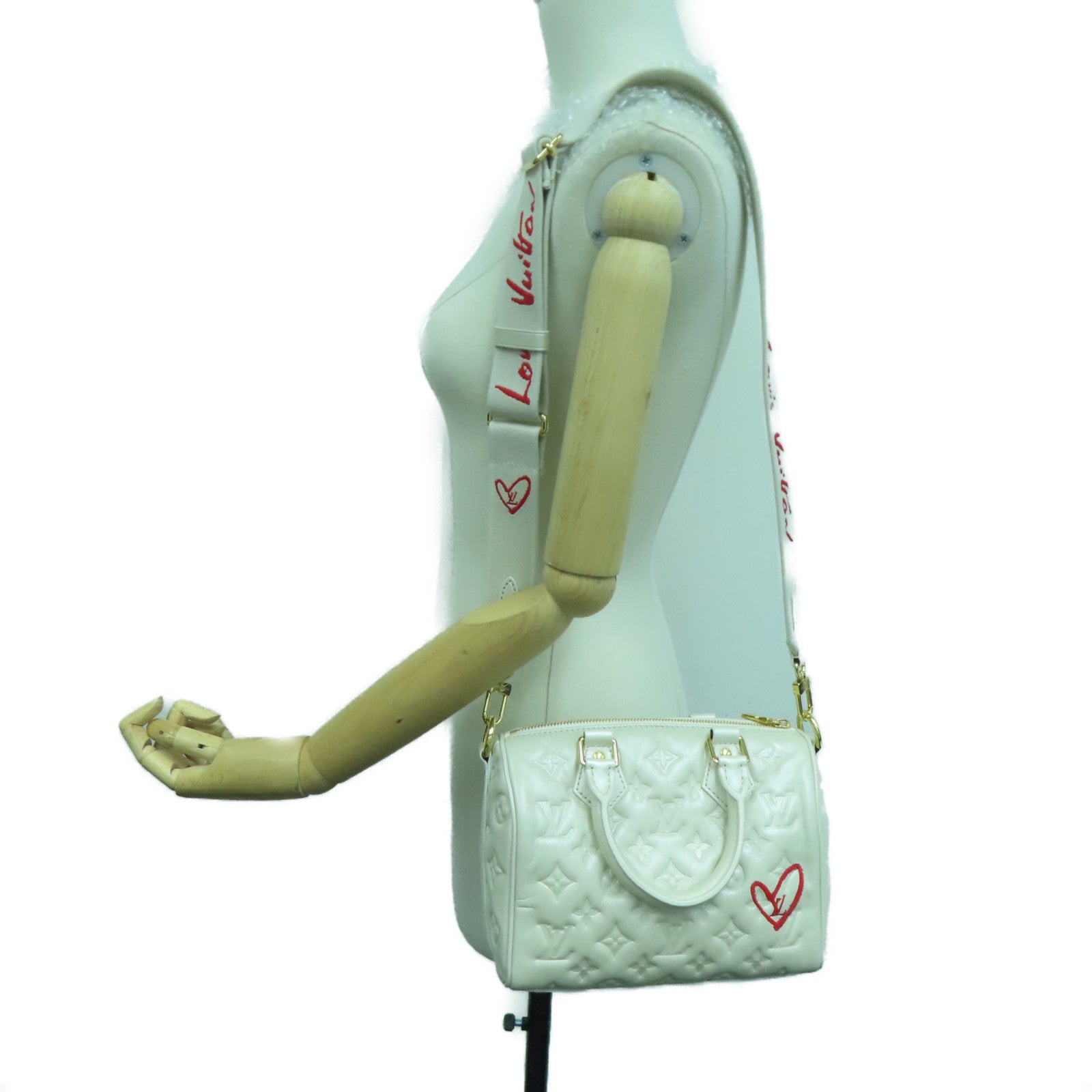 LOUIS VUITTON [Sharp discount] Monogram Speedy Bandouliere 22 Gold Buckle Handle Shoulder Back Dual-purpose Bag Off-White
