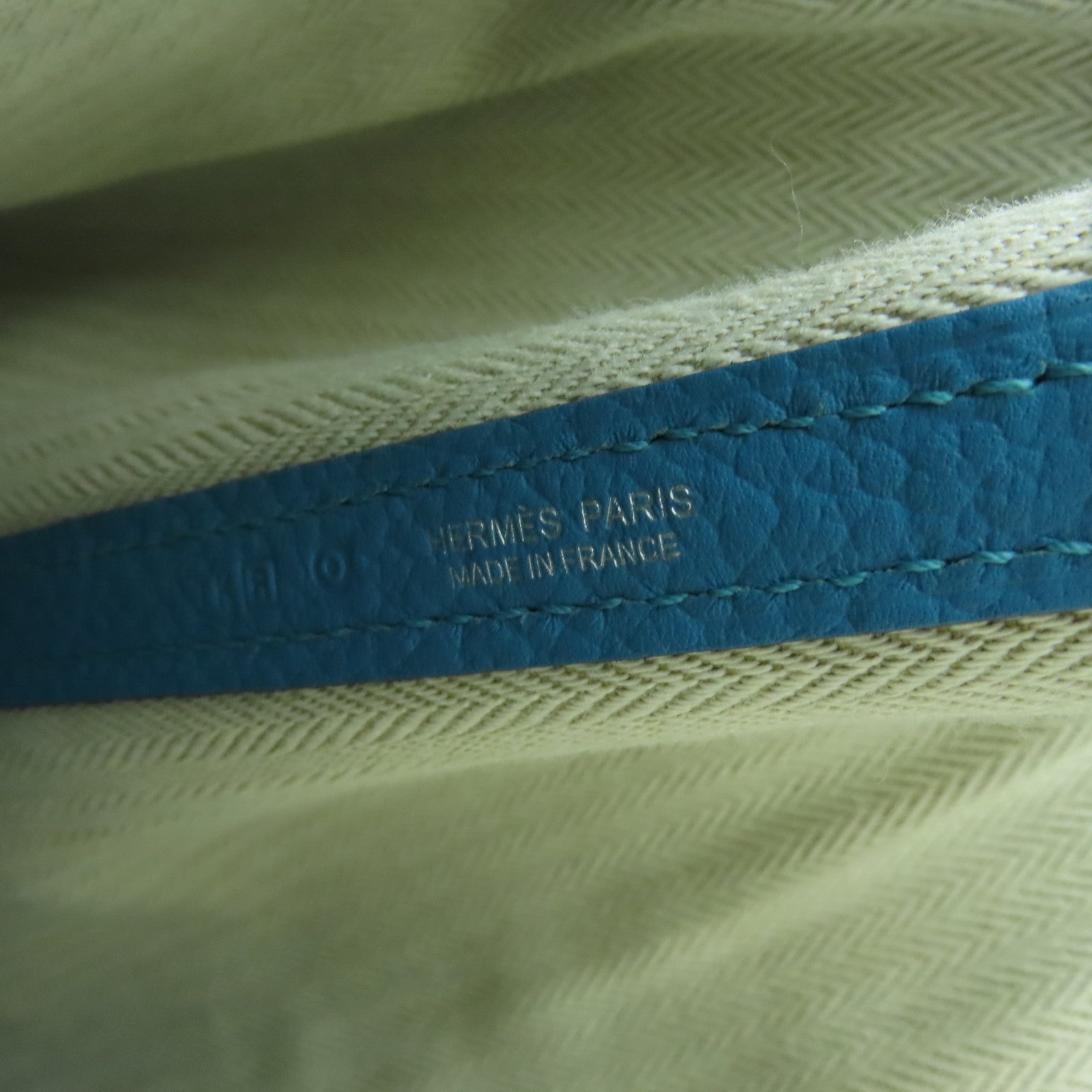 HERMES 【激減優惠】Negonda皮革GardenParty PM銀扣手挽袋Bleu Izmir藍色