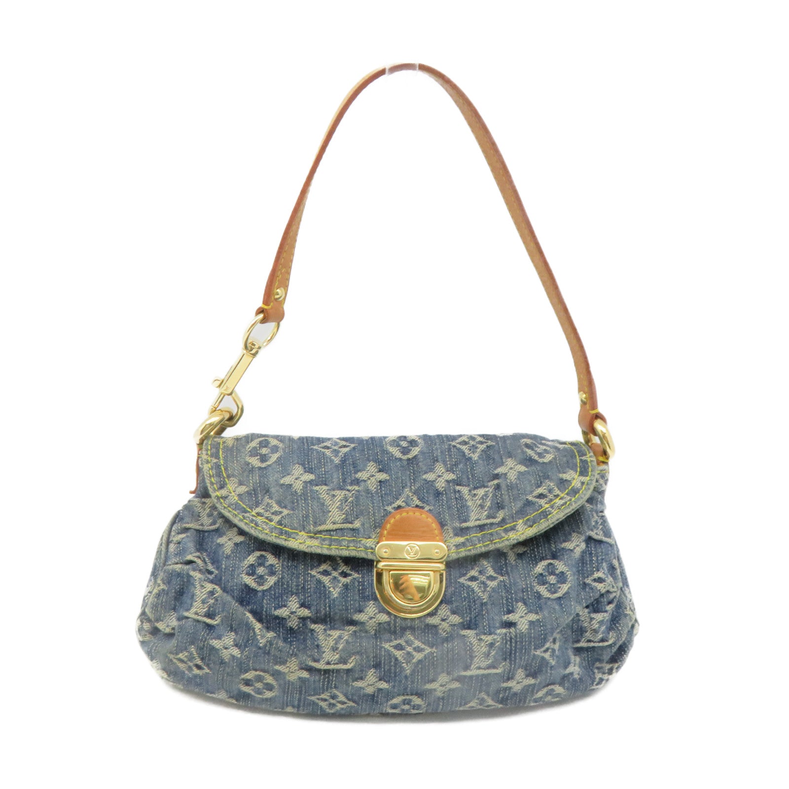 LOUIS VUITTON Mono Denim Mini Pleaty Hand Bag手挽袋藍色