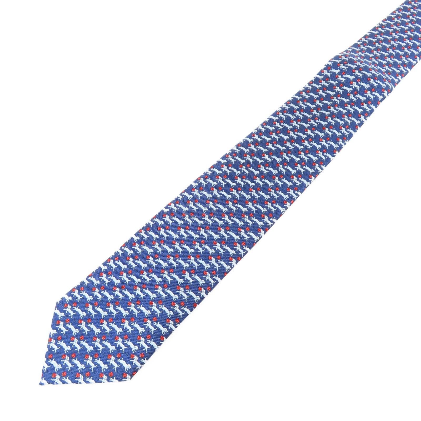 HERMES 絲質Necktie領帶藍色/紅色