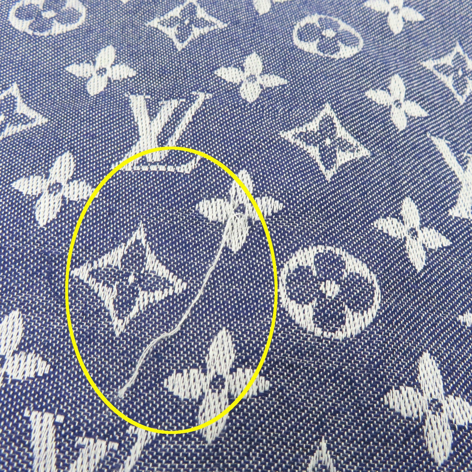 LOUIS VUITTON 【激減優惠】絲質/羊毛Monogram Scarf圍巾藍色/白色