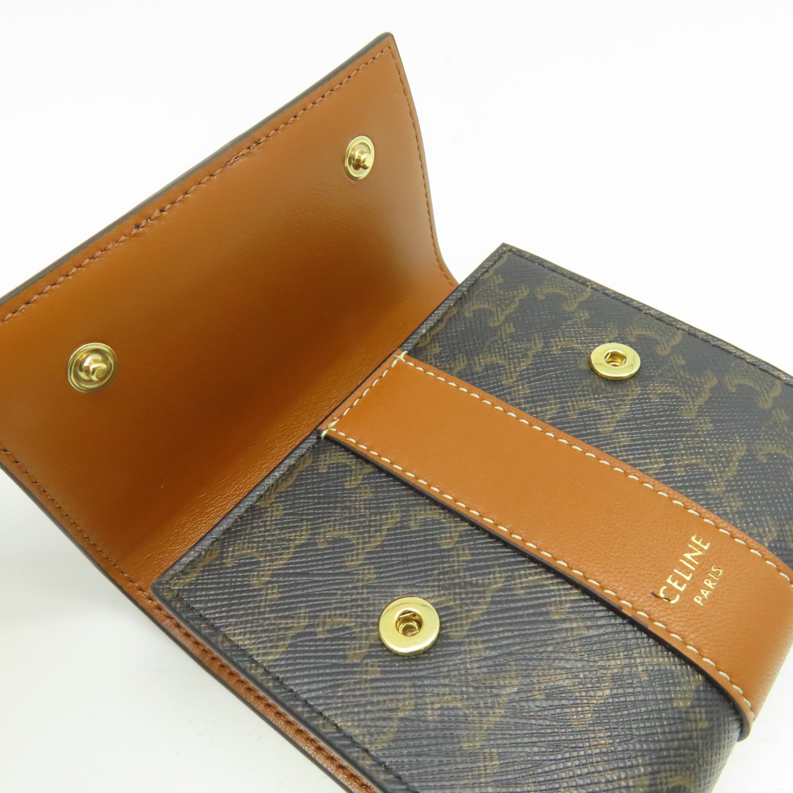 CELINE 塗層皮革Small Trifold Wallet短錢包啡色