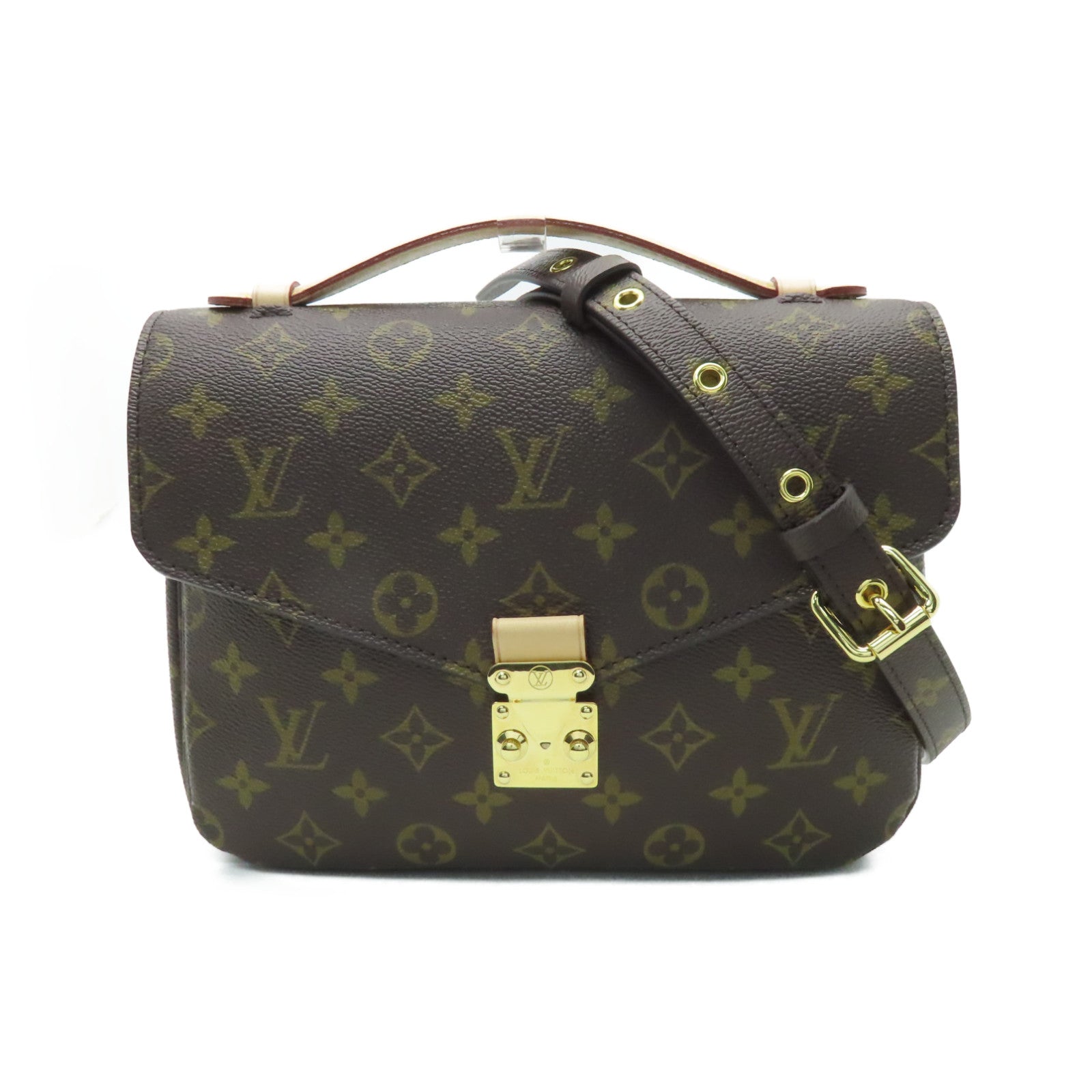 LOUIS VUITTON Monogram Pochette Metis金扣手挽肩背兩用袋棕色