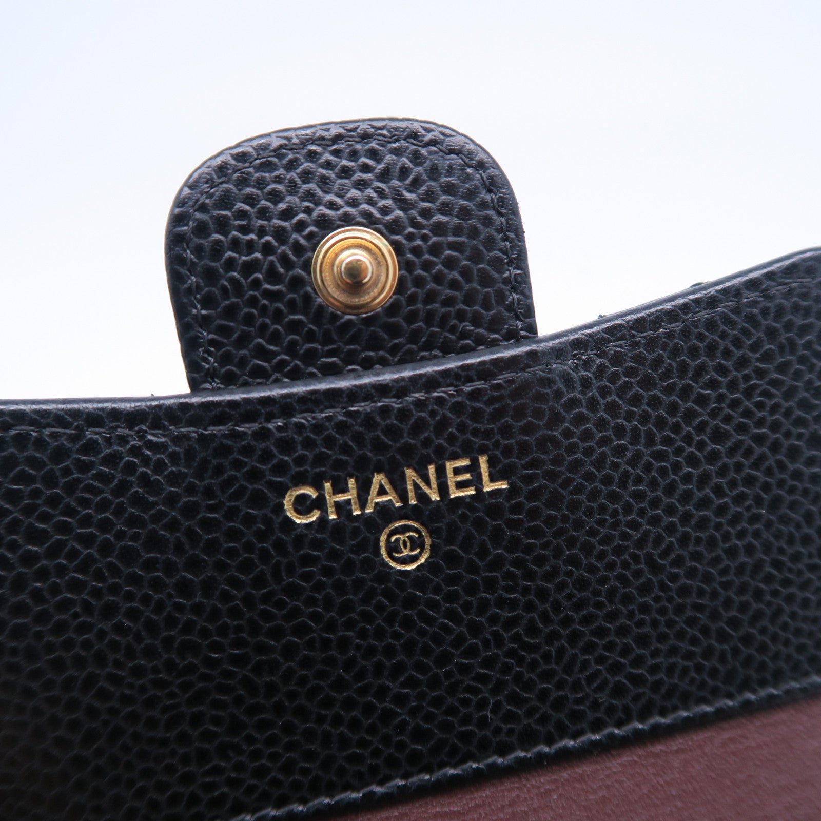 CHANEL 菱格Caviar皮革Wallet金扣錢包黑色