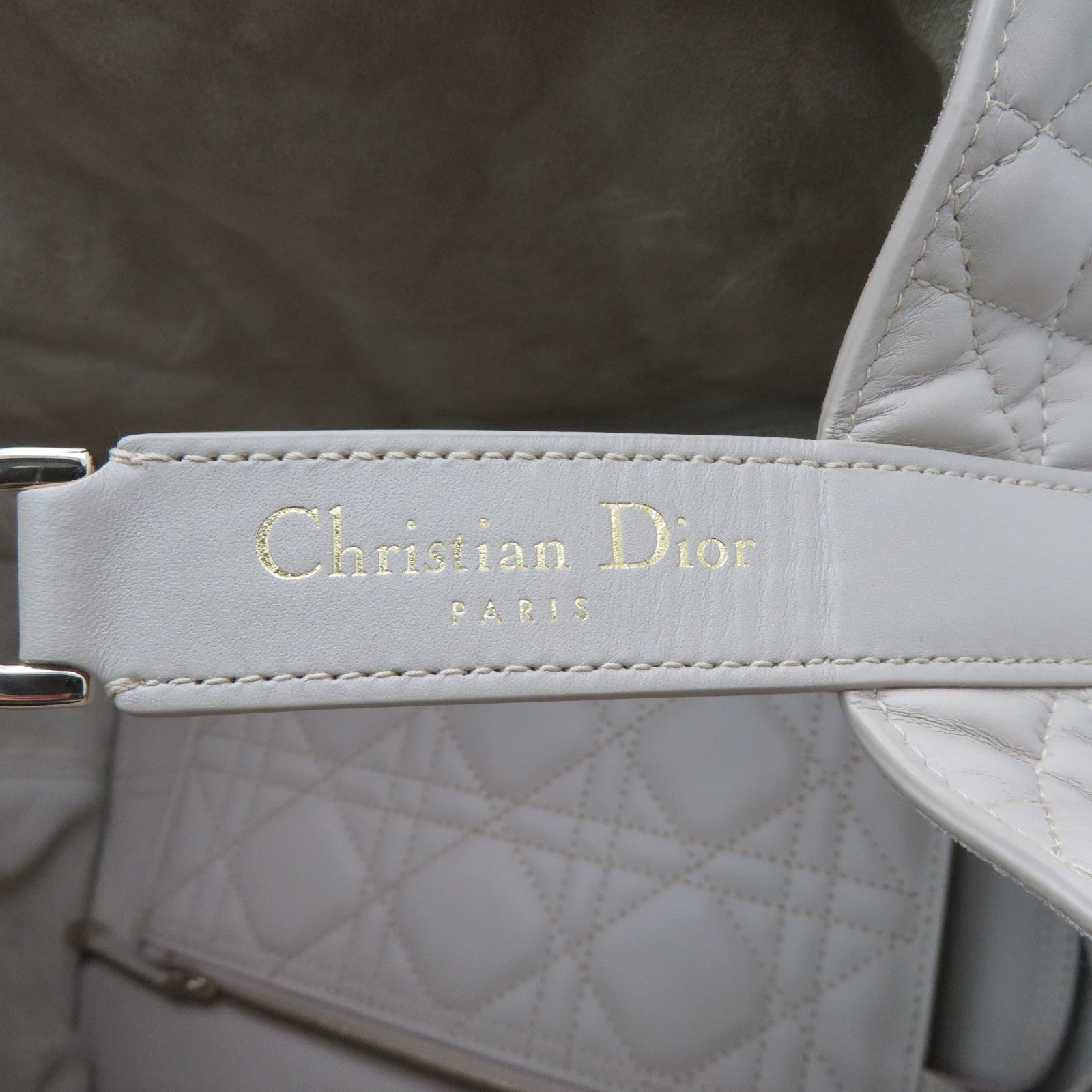 Dior 羊皮皮革Shoulder Bag金扣手挽肩背兩用袋米色