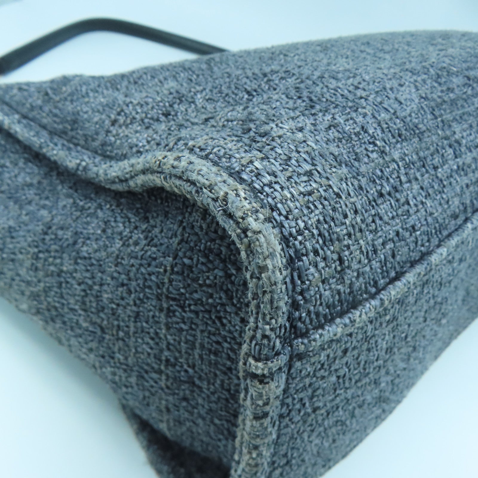 CHANEL canvas Tote Bag gold buckle handle bag blue