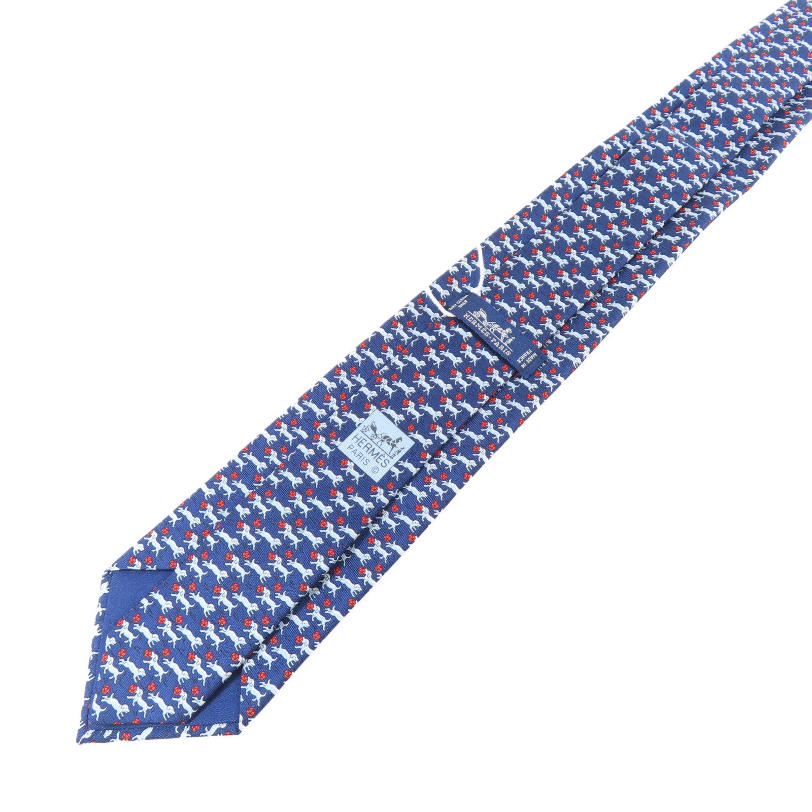 HERMES 絲質Necktie領帶藍色/紅色
