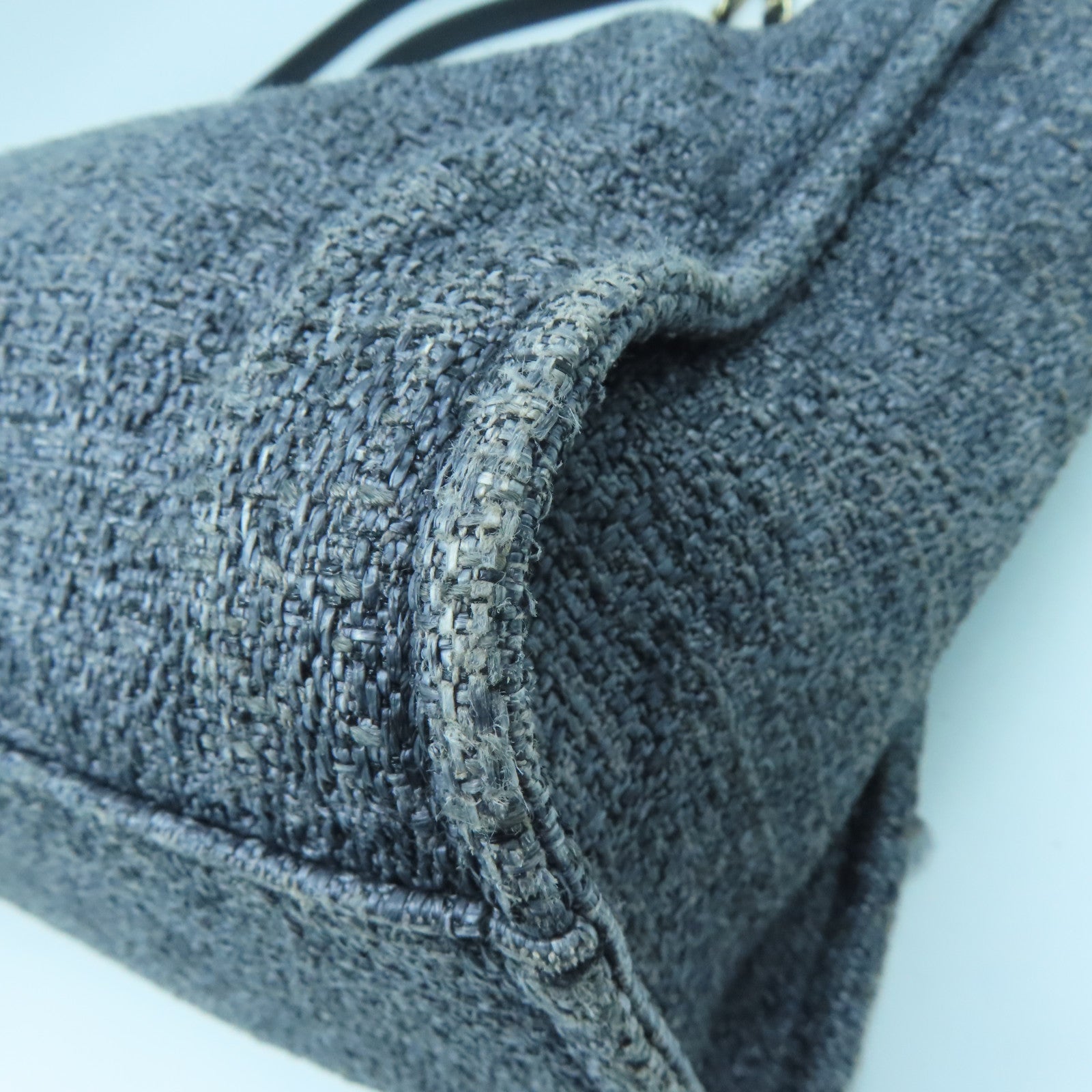 CHANEL canvas Tote Bag gold buckle handle bag blue