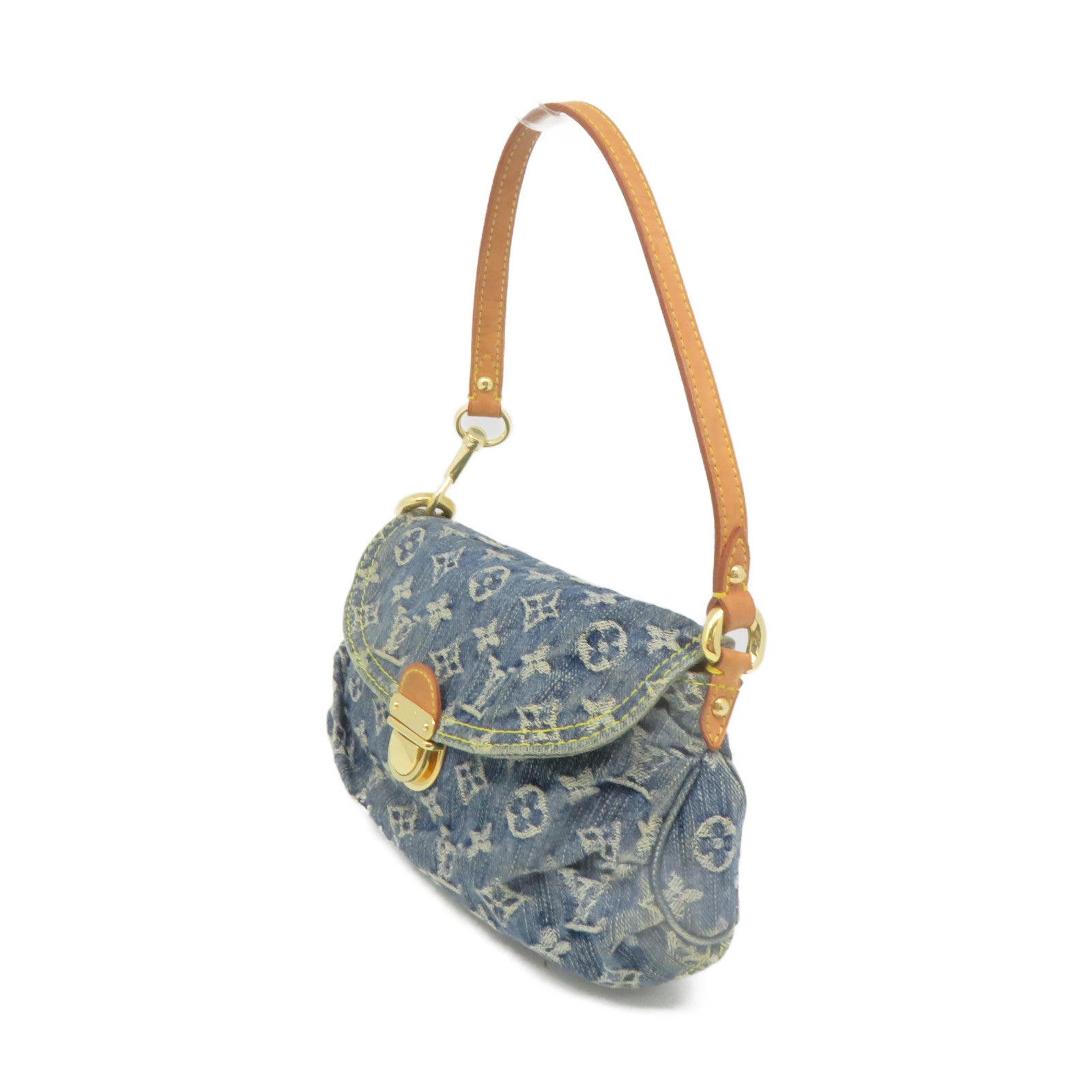 LOUIS VUITTON Mono Denim Mini Pleaty Hand Bag手挽袋藍色