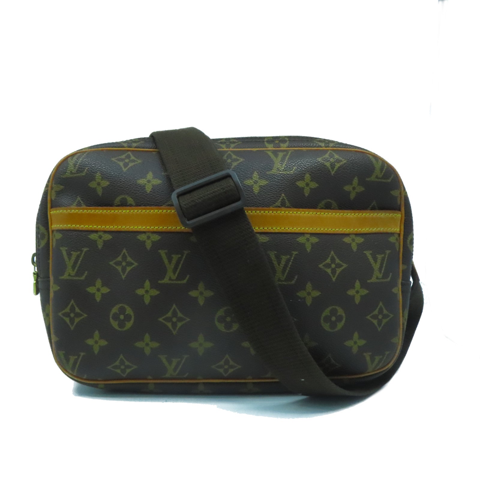 LOUIS VUITTON Monogram Reporter PM金扣肩背袋啡色
