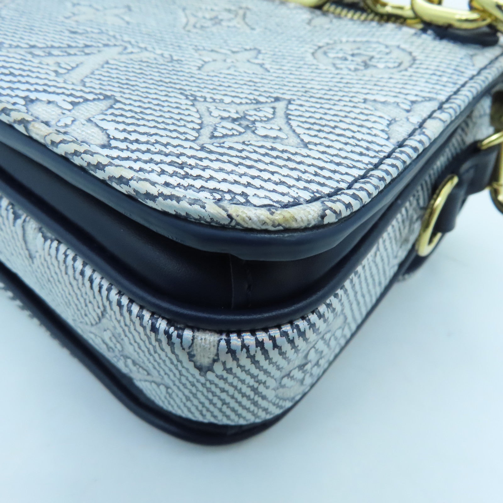 LOUIS VUITTON Monoglam Pochette Metis East West gold buckle handle shoulder bag dual-use blue