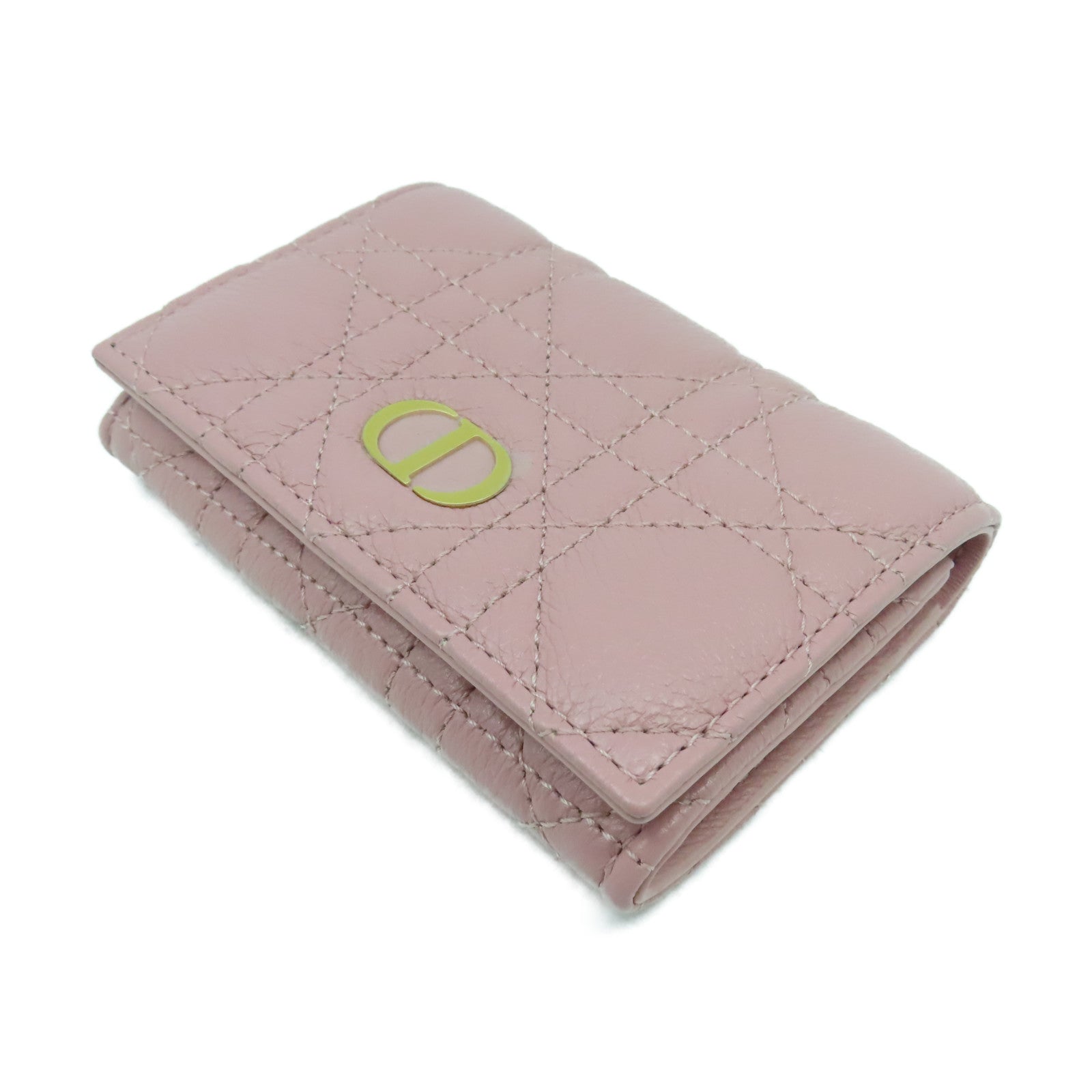 Dior 牛皮皮革Caro XS Wallet金扣錢包粉紅色