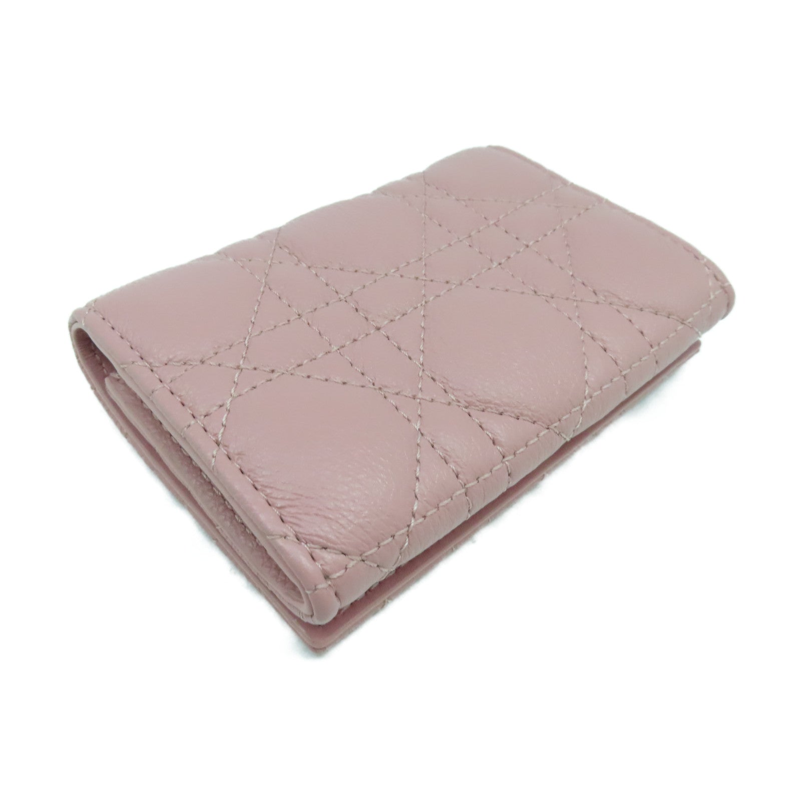Dior 牛皮皮革Caro XS Wallet金扣錢包粉紅色