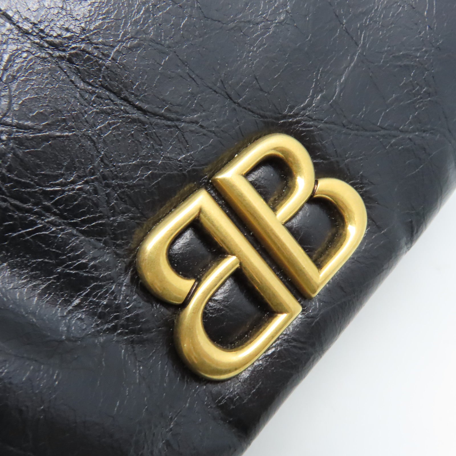 BALENCIAGA 牛皮皮革Monaco Small Chain Shoulder Bag金扣鏈帶肩背袋黑色