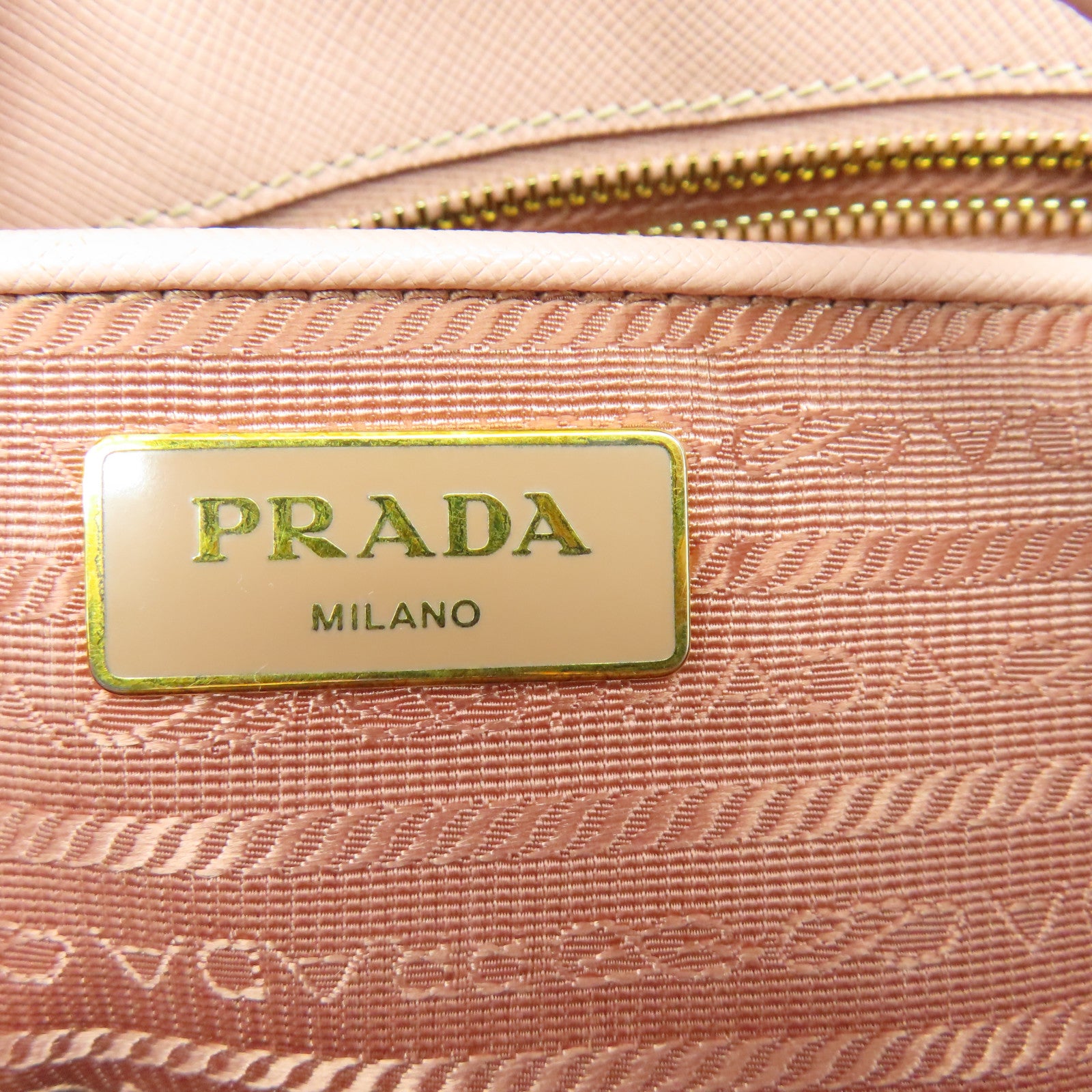 PRADA 牛皮皮革Saffiano Bag金扣手挽肩背兩用袋粉紅色