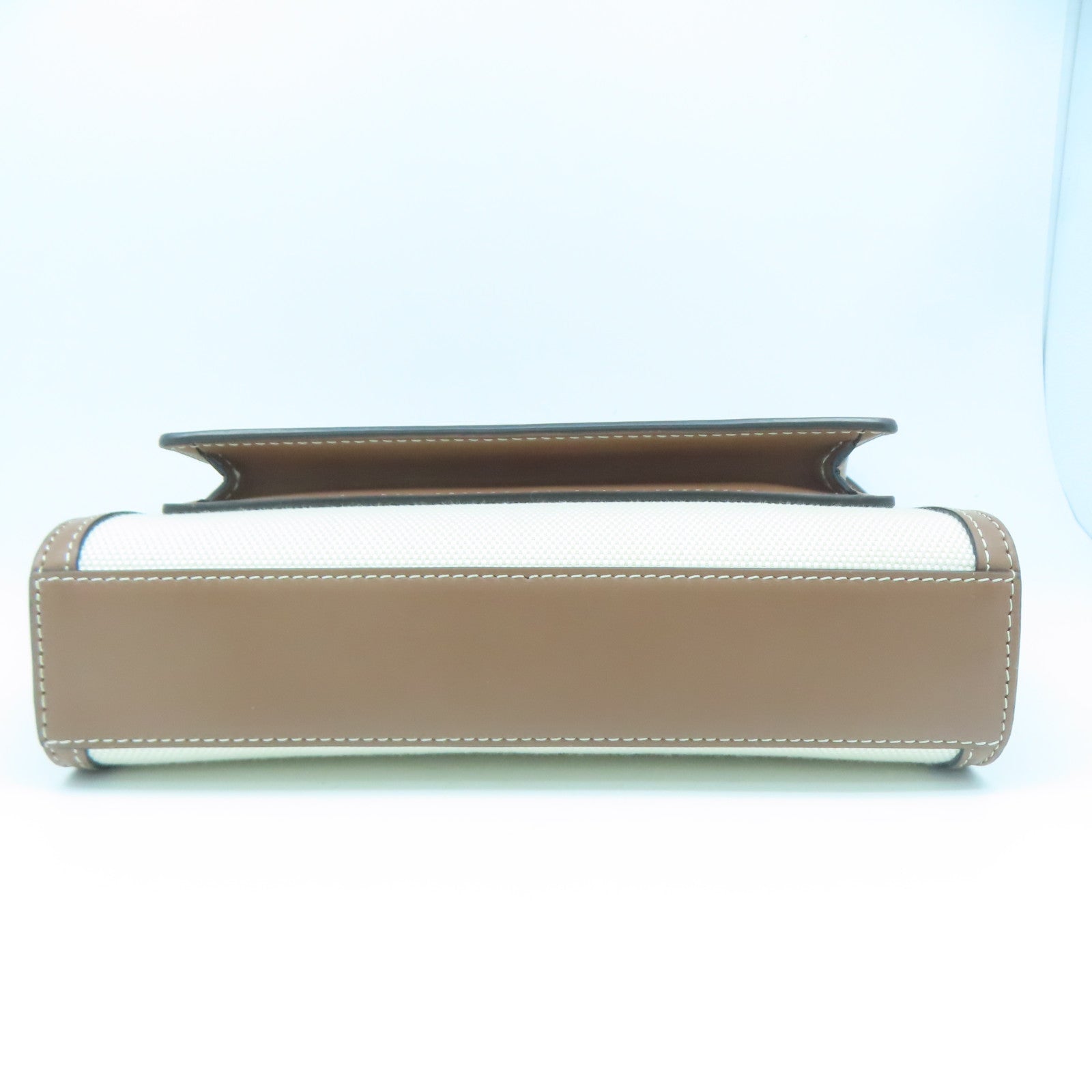 BURBERRY 帆布/皮革Mini Tri-Tone Pocket Bag金扣手挽肩背两用袋白色/啡色