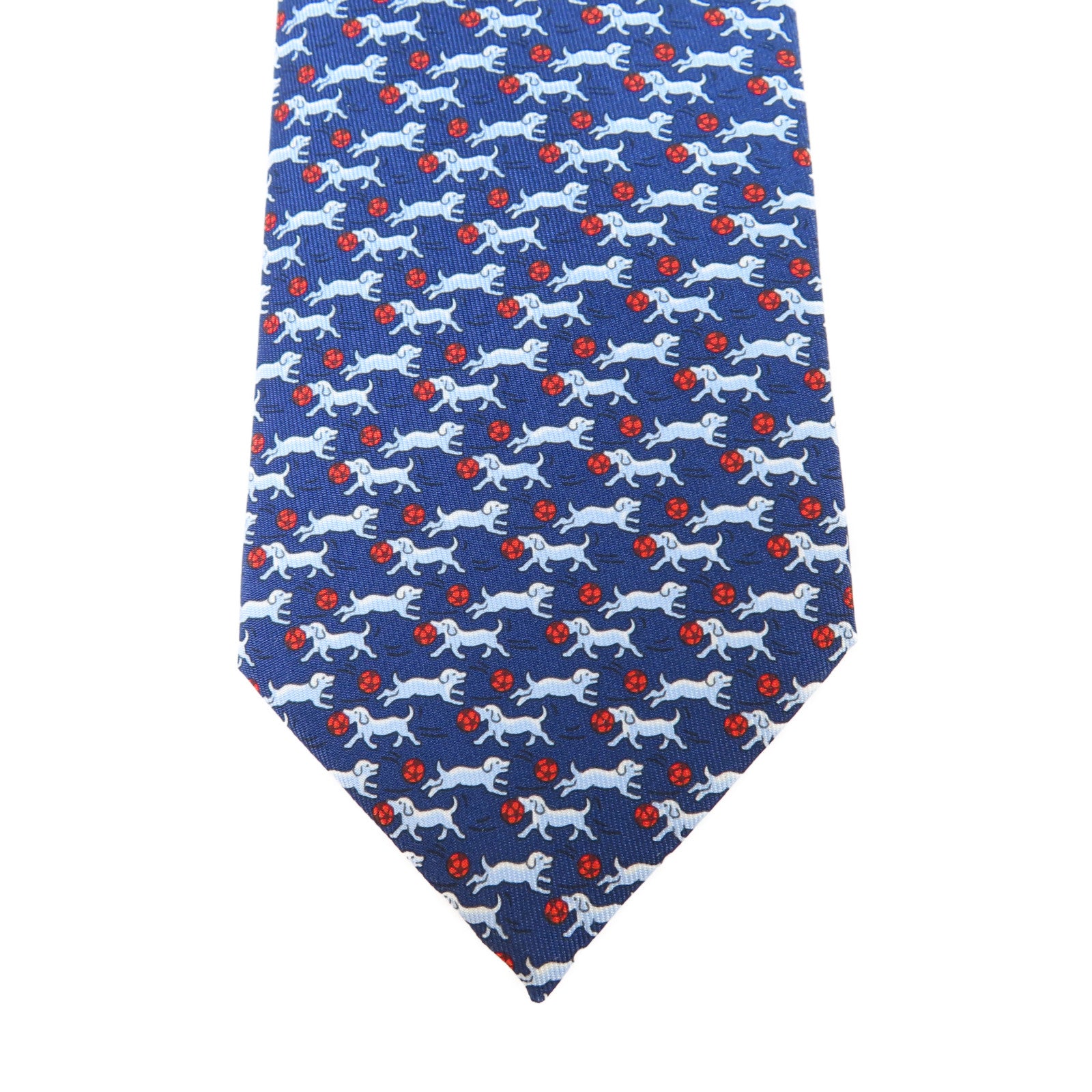 HERMES 絲質Necktie領帶藍色/紅色