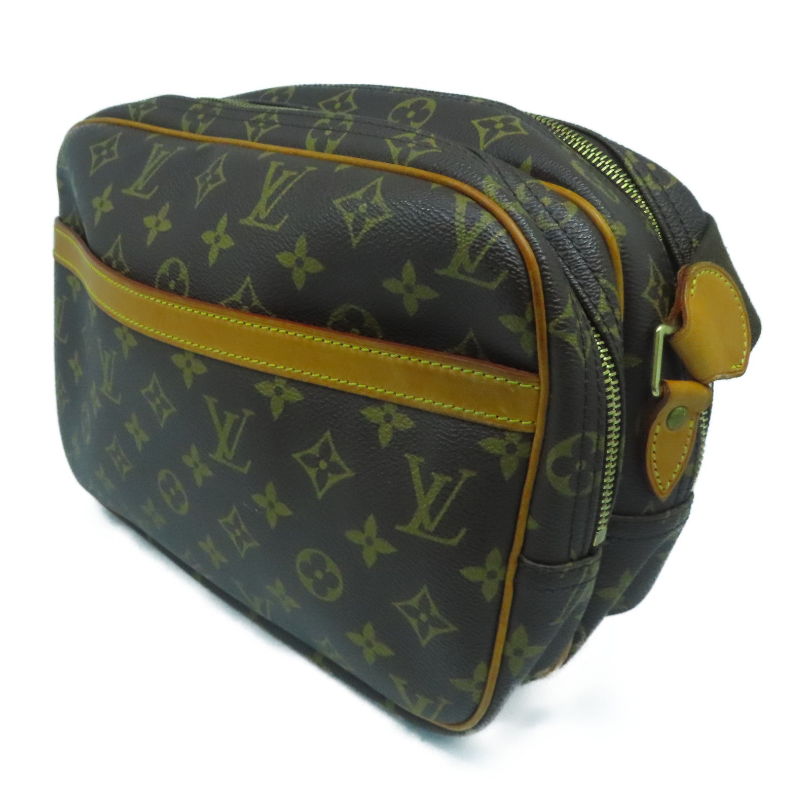 LOUIS VUITTON Monogram Reporter PM金扣肩背袋啡色