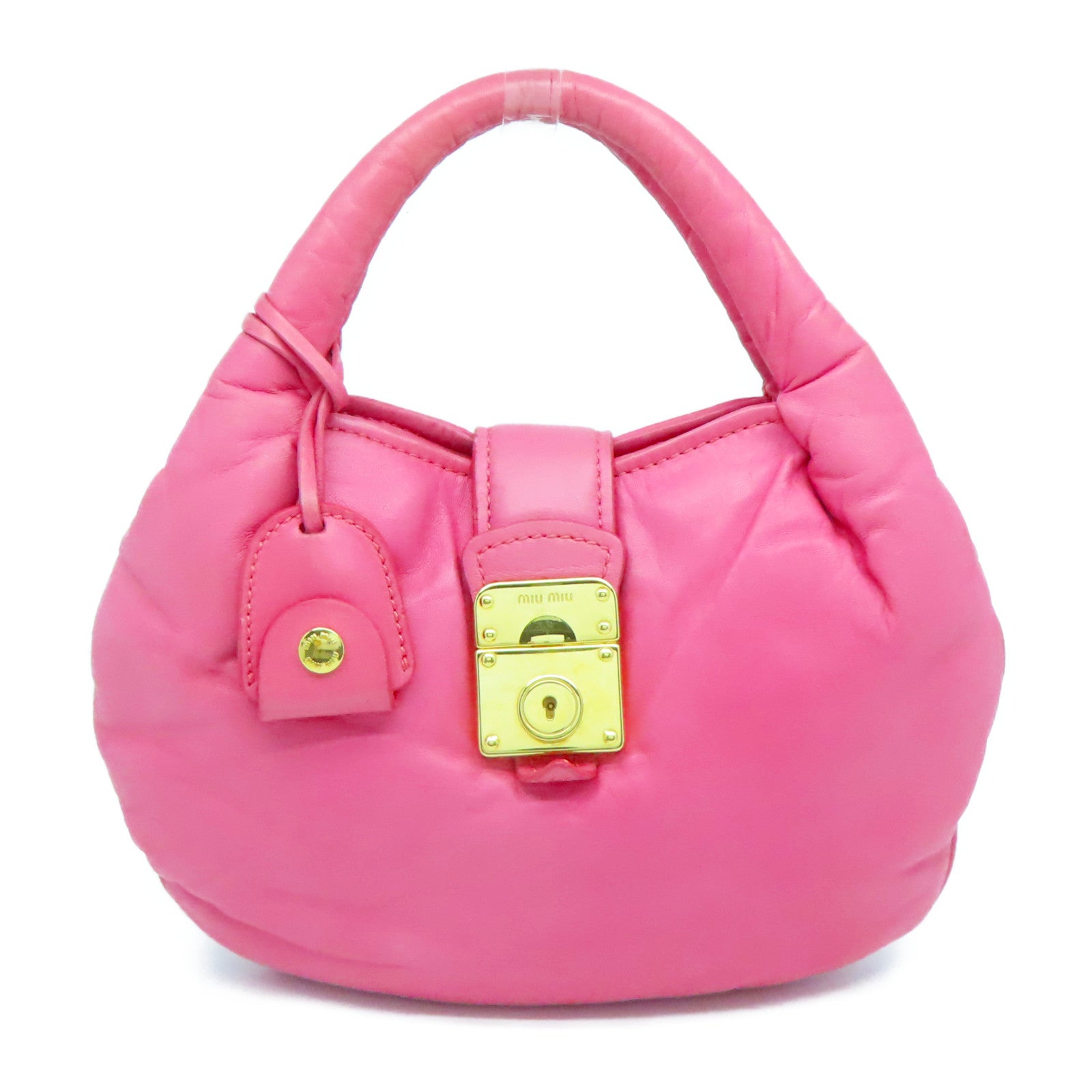Miu Miu 羊皮皮革Hand Bag金扣手挽袋粉紅色