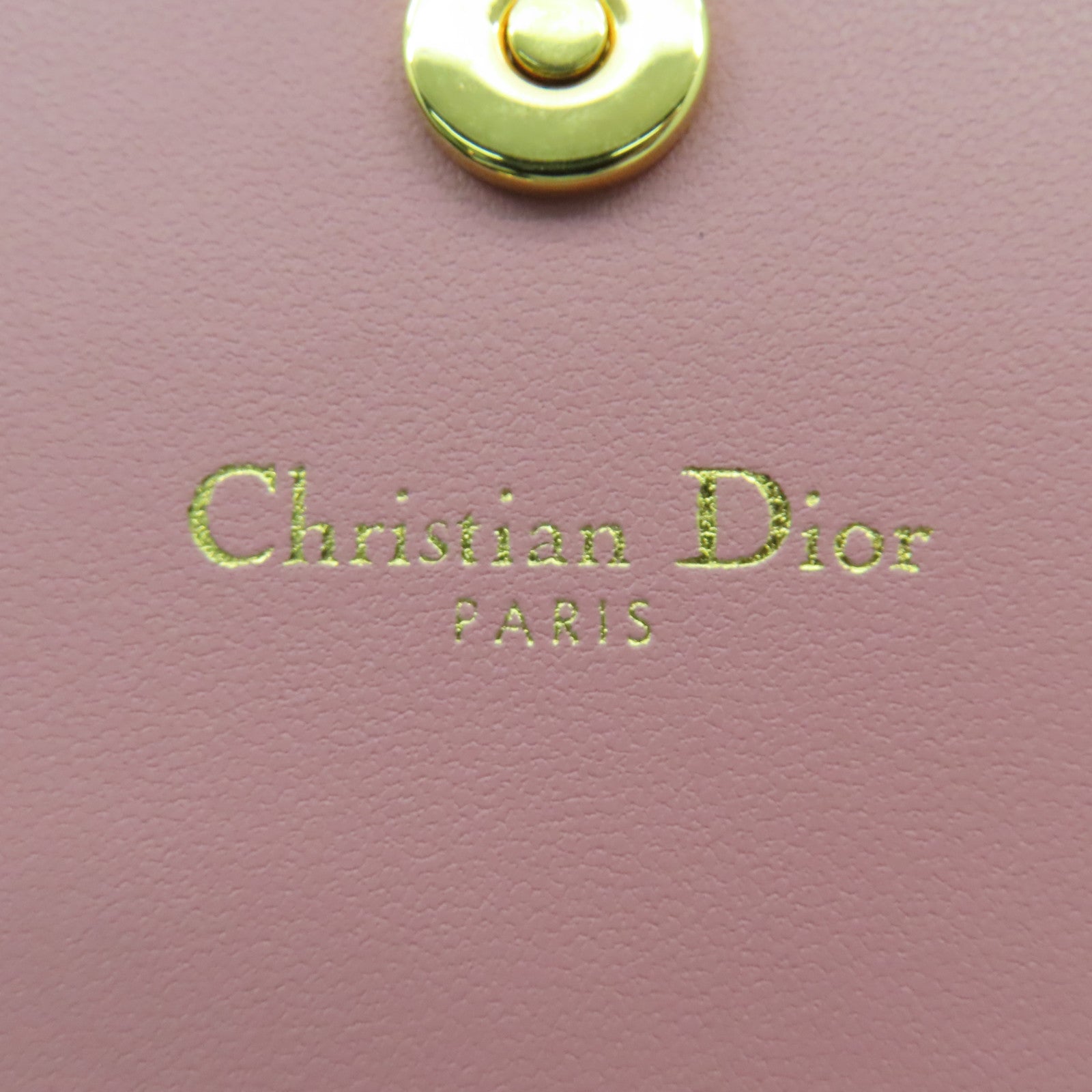 Dior 牛皮皮革Caro XS Wallet金扣錢包粉紅色