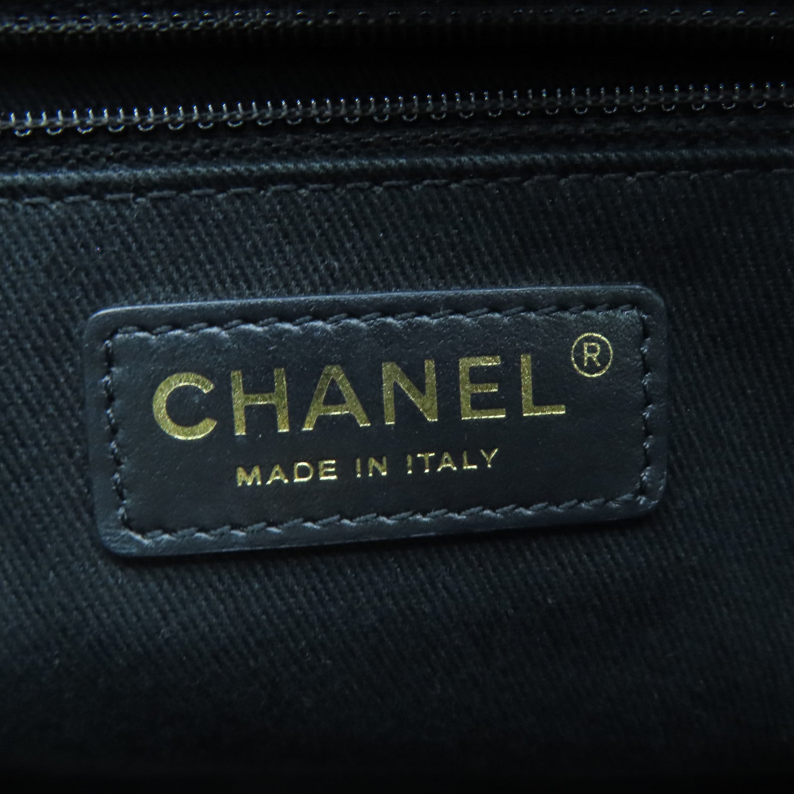 CHANEL canvas Tote Bag gold buckle handle bag blue