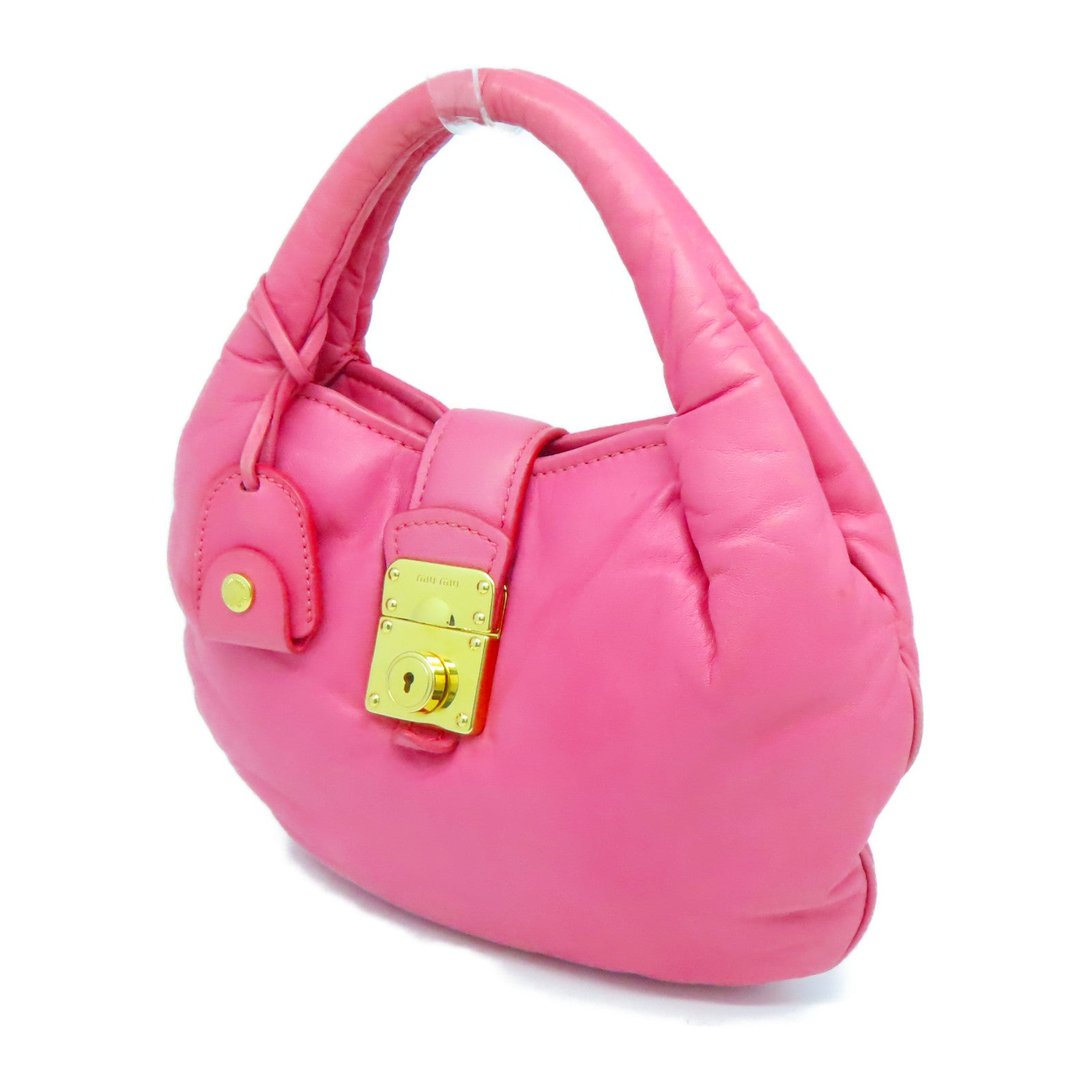 Miu Miu 羊皮皮革Hand Bag金扣手挽袋粉紅色