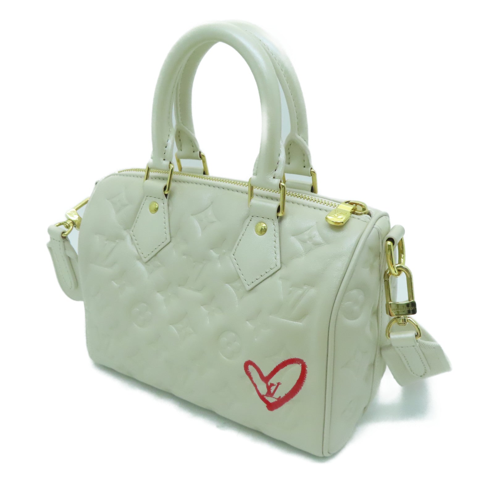 LOUIS VUITTON [Sharp discount] Monogram Speedy Bandouliere 22 Gold Buckle Handle Shoulder Back Dual-purpose Bag Off-White