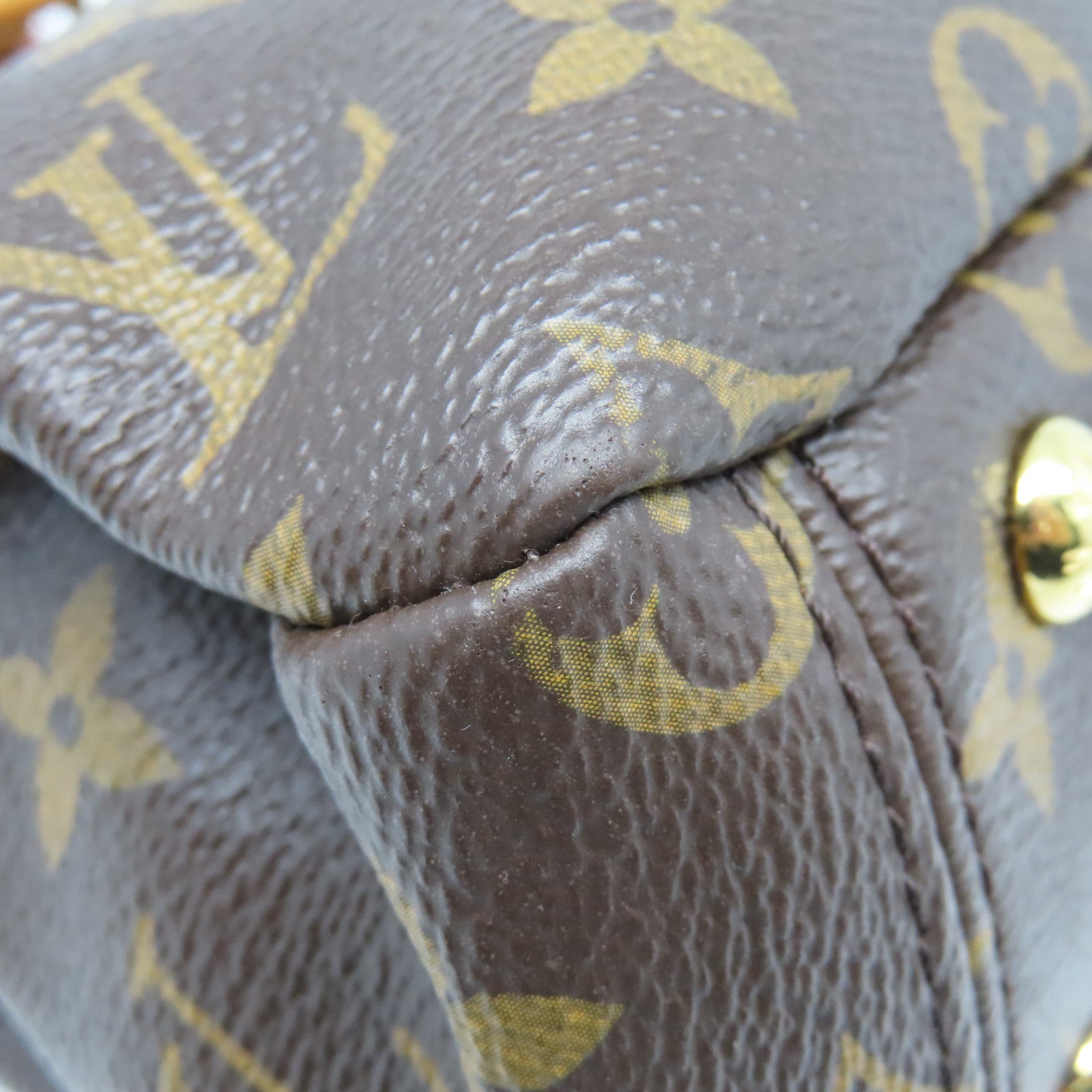 LOUIS VUITTON Monogram Pallas BB Gold Buckle Handle Shoulder Bag Brown/Red
