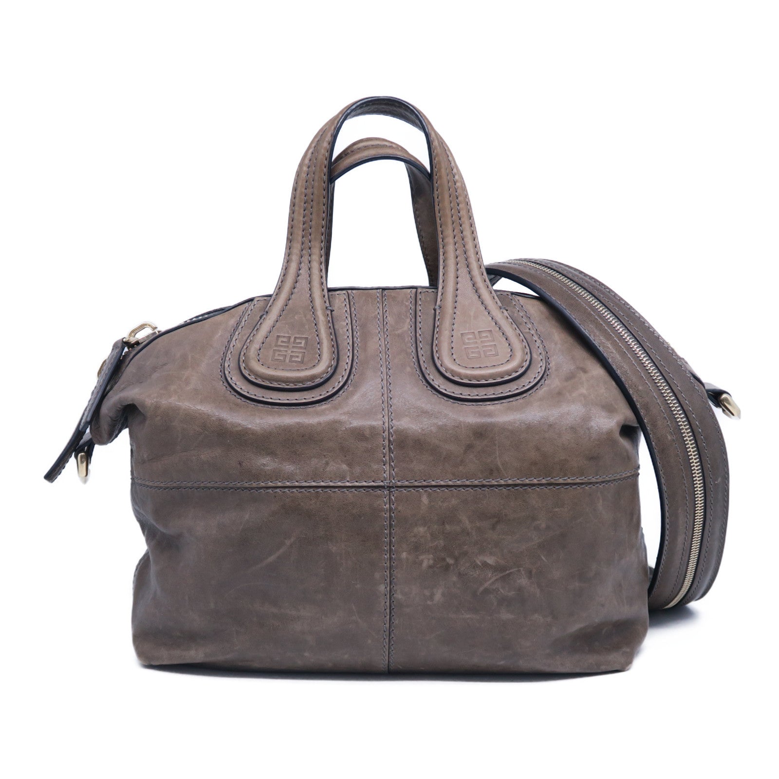 GIVENCHY 牛皮皮革2 Way Shoulder Bag金扣手挽肩背兩用袋啡色