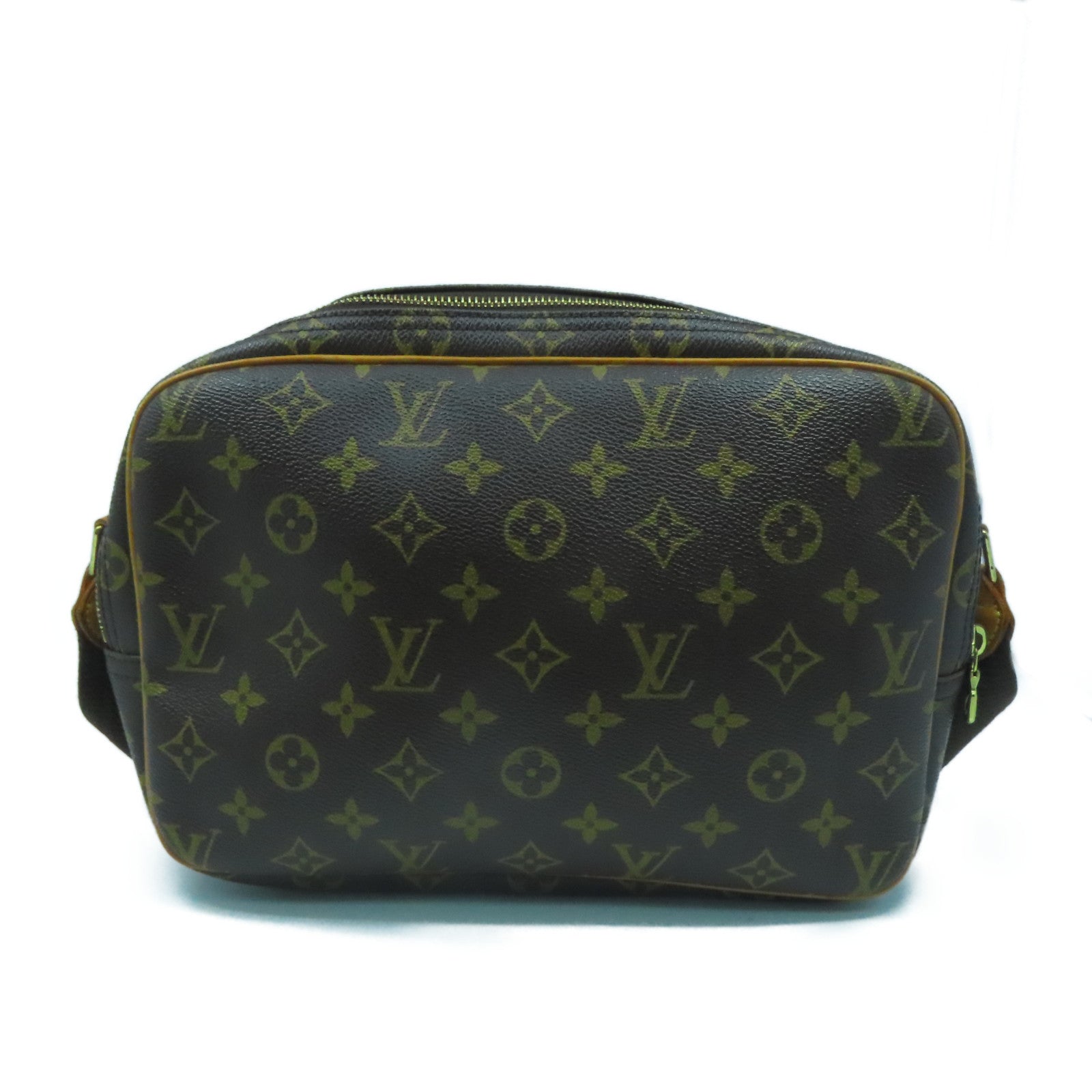 LOUIS VUITTON Monogram Reporter PM金扣肩背袋啡色