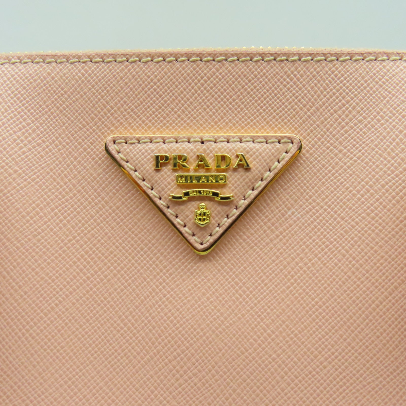 PRADA 牛皮皮革Saffiano Bag金扣手挽肩背兩用袋粉紅色