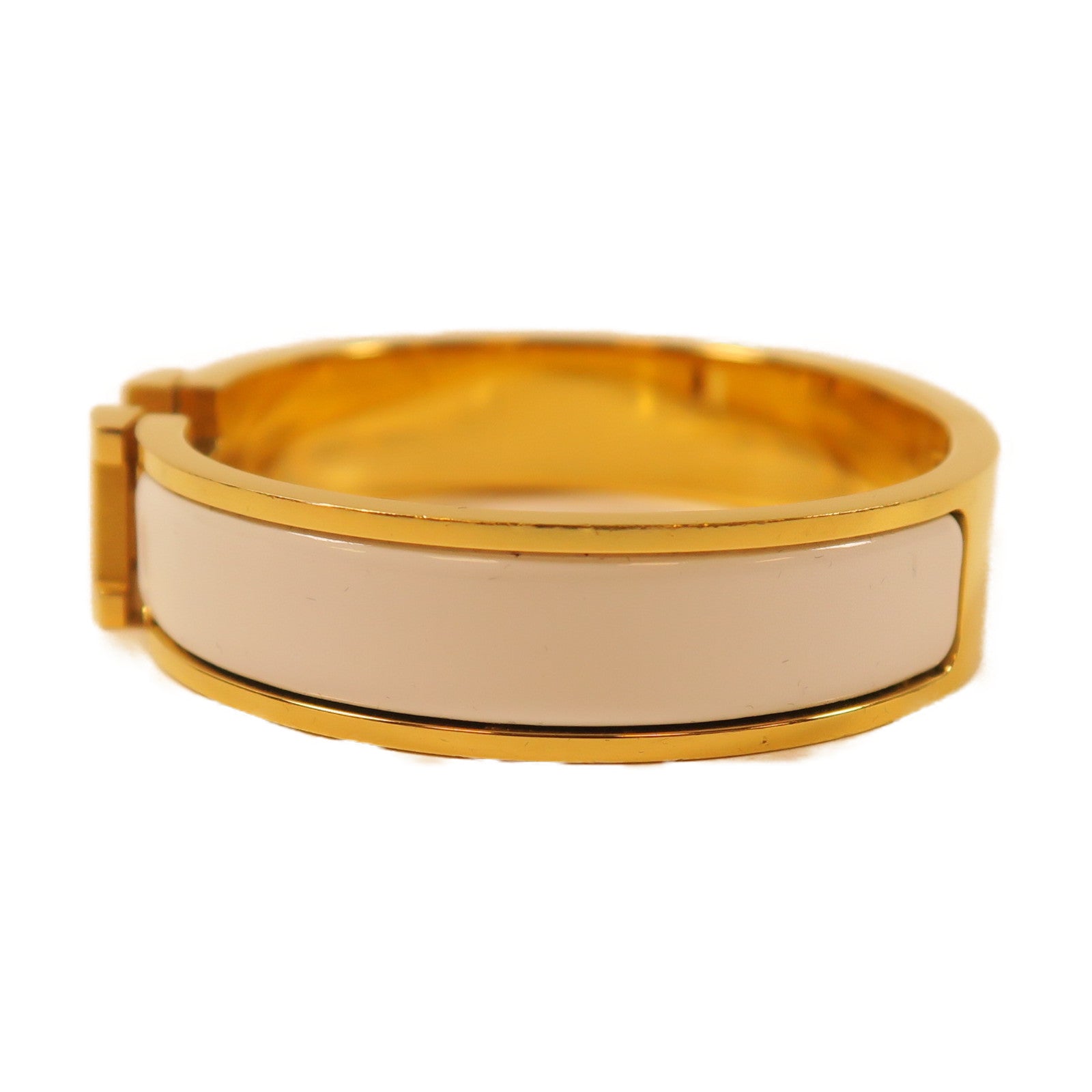 HERMES 金屬Clic H Bracelet手鐲白色/金色